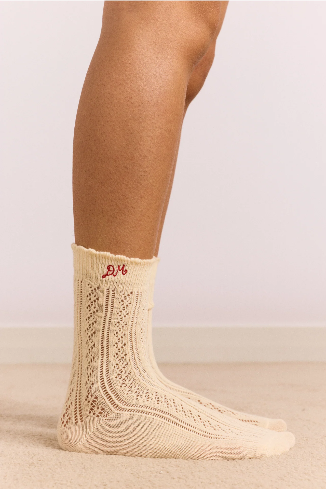 2 Pack Socks - Red & Cream Pointelle - Image 3