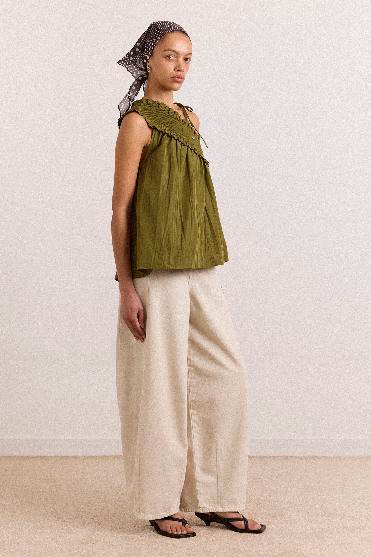 Alma Cami - Olive Taffeta - Image 3