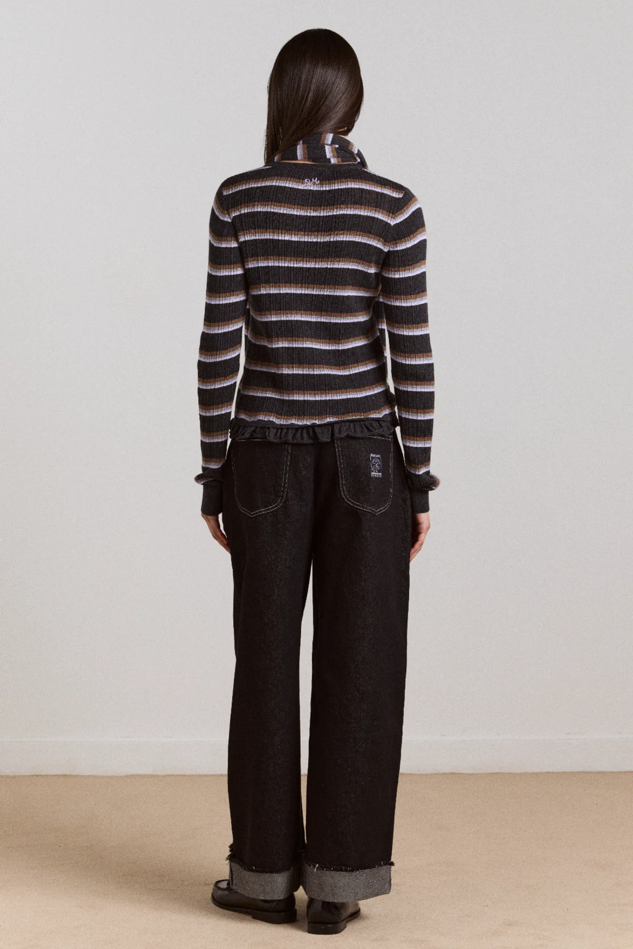 Anelis Cotton Merino Blend Cardigan- Multi Stripe - Image 5