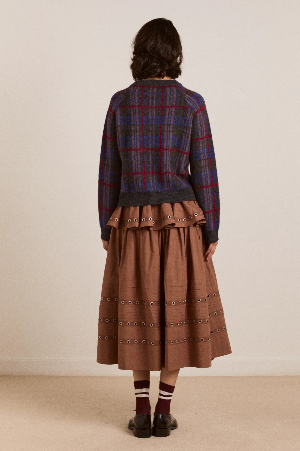 Anika Eyelet Skirt With Ruffle Belt- Tan - Image 7