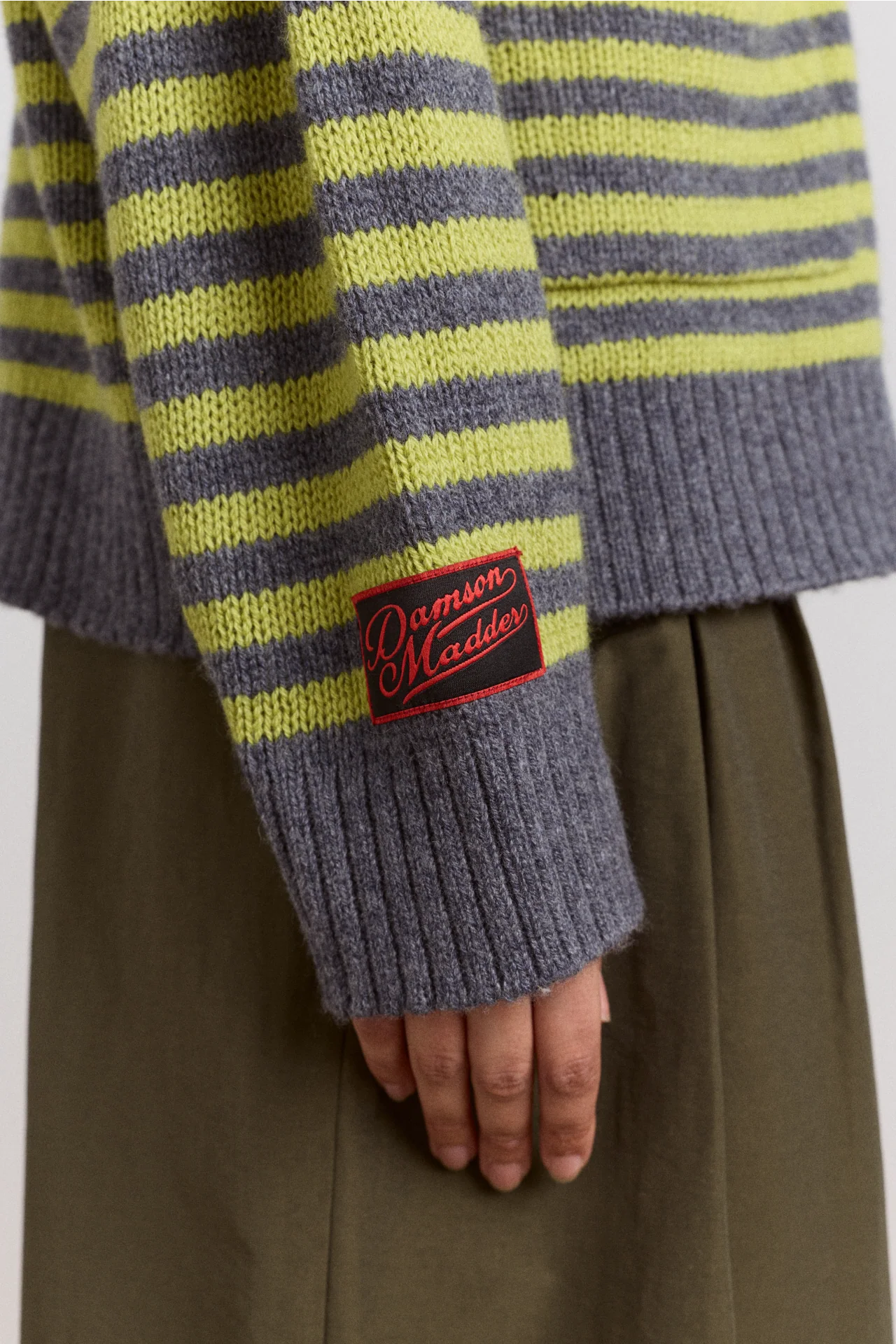 Anouk Cardigan With Removable Hood - Olive/Grey - Image 10