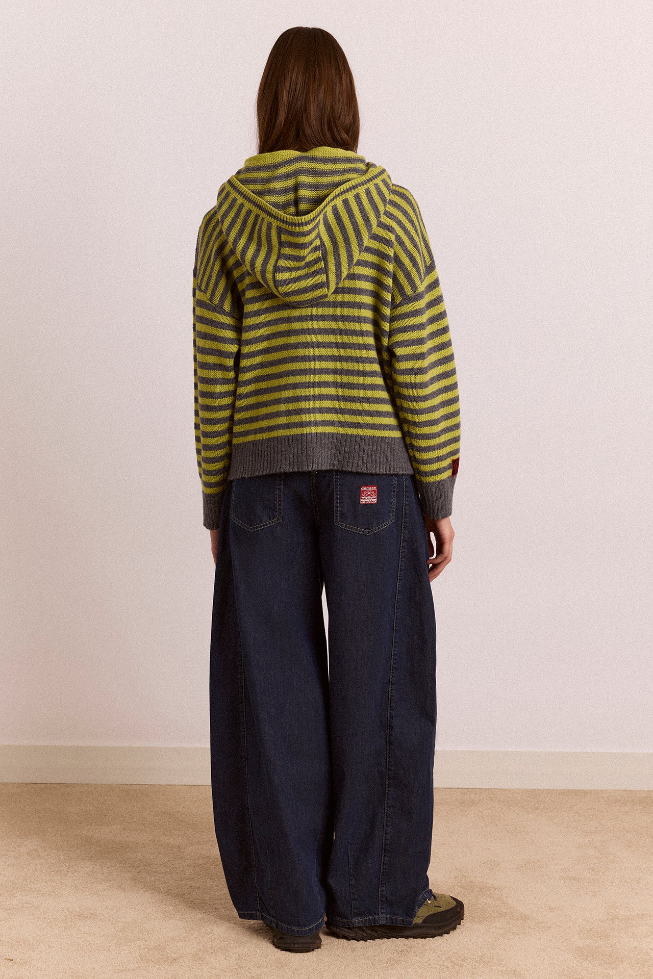 Anouk Cardigan With Removable Hood - Olive/Grey - Image 5