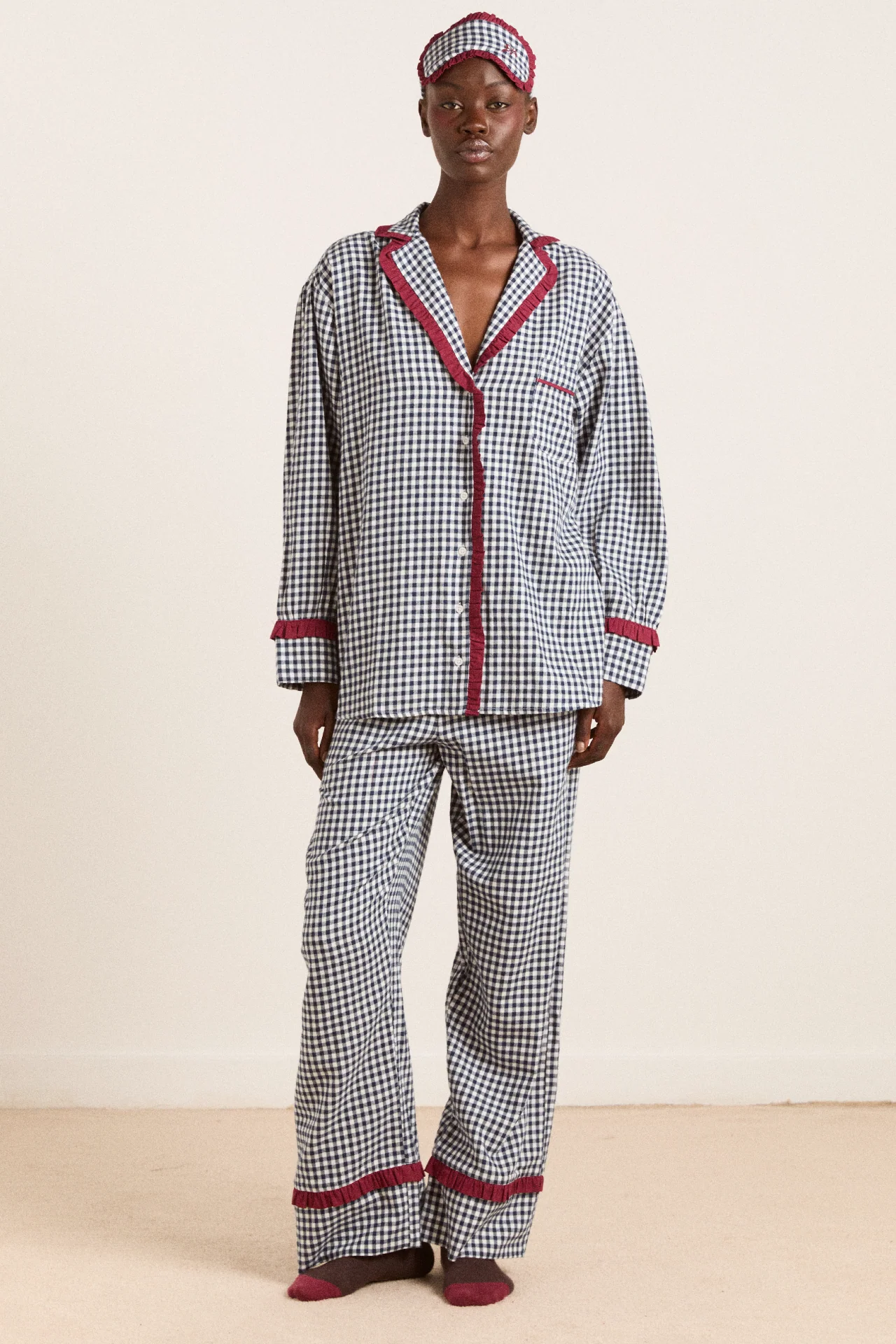 Antonia Pj Set - Navy Gingham - Image 3