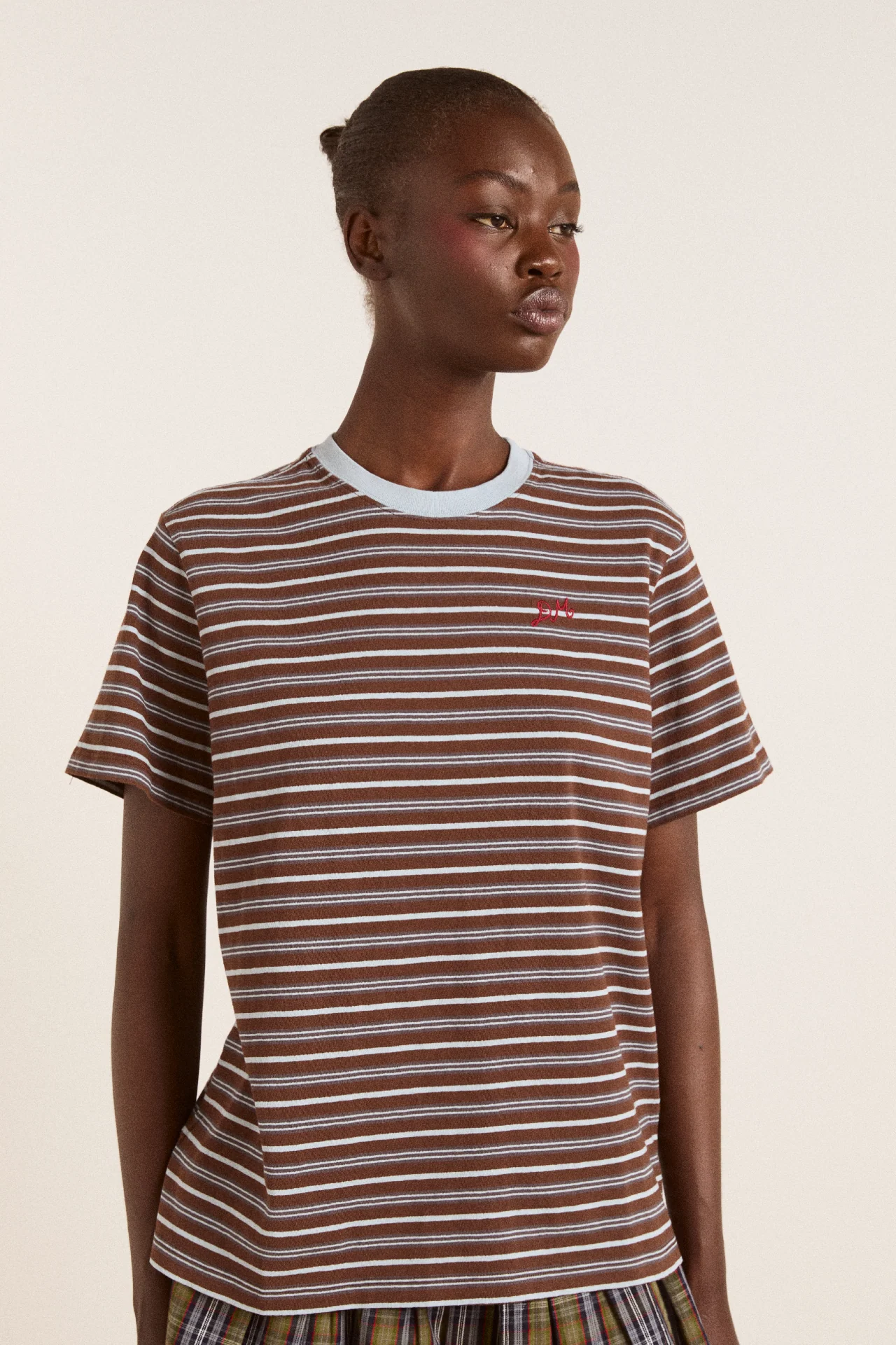 Ariel Relaxed Ss Tee - Brown/Blue Stripe - Image 3