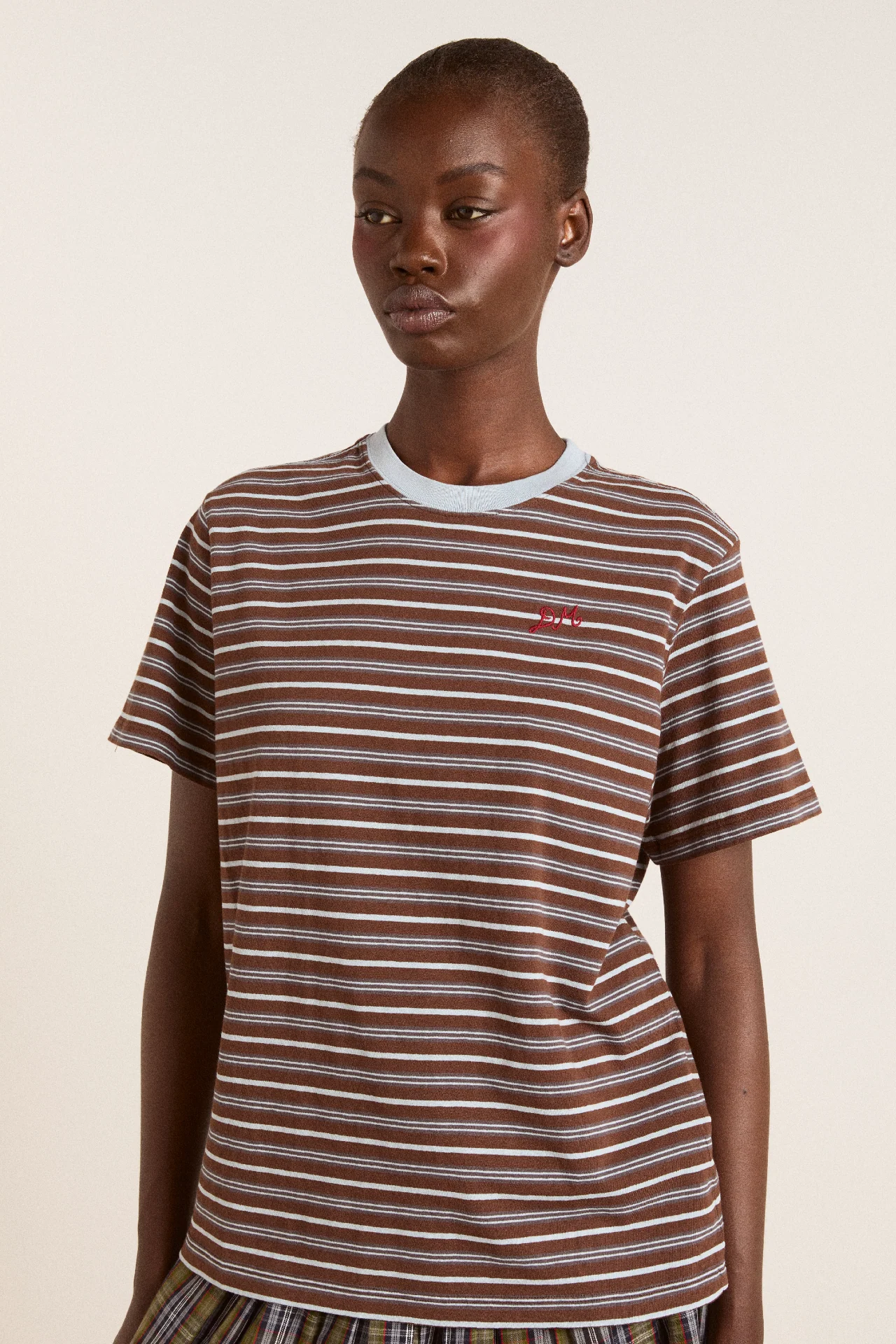 Ariel Relaxed Ss Tee - Brown/Blue Stripe - Image 4