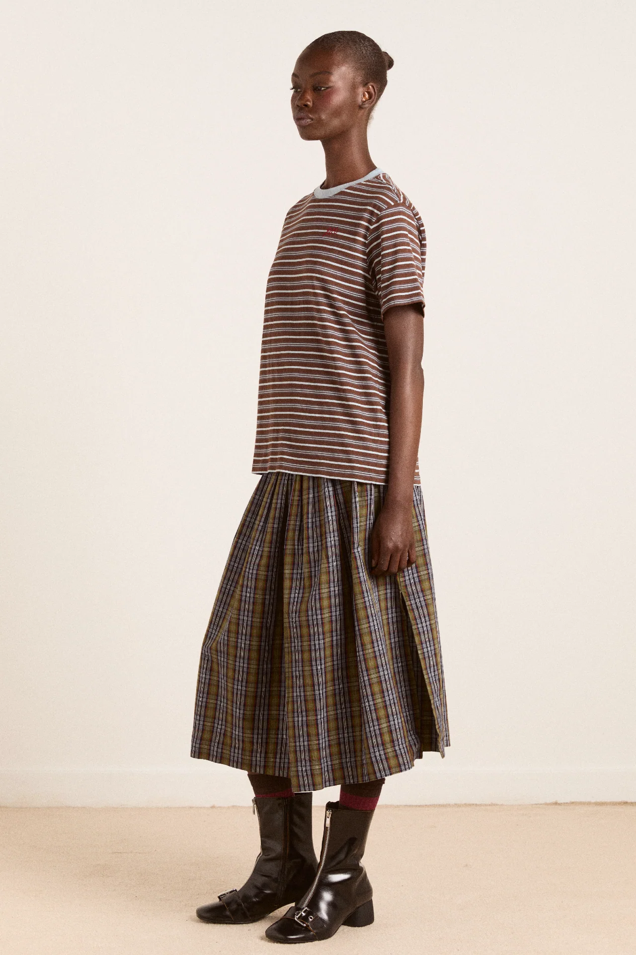 Ariel Relaxed Ss Tee - Brown/Blue Stripe - Image 6