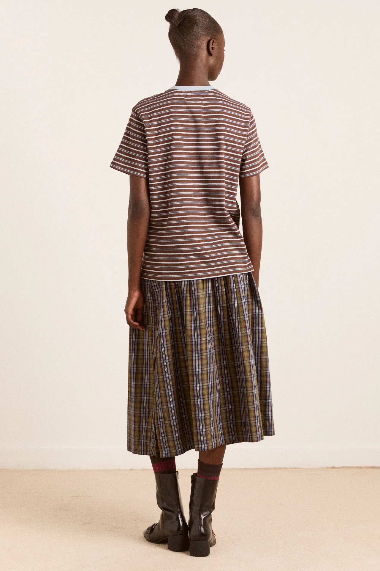Ariel Relaxed Ss Tee - Brown/Blue Stripe - Image 7