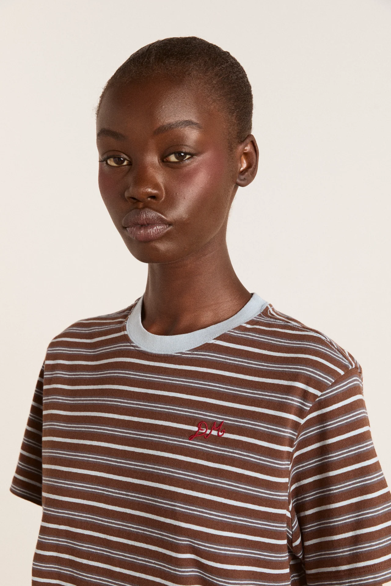 Ariel Relaxed Ss Tee - Brown/Blue Stripe - Image 8