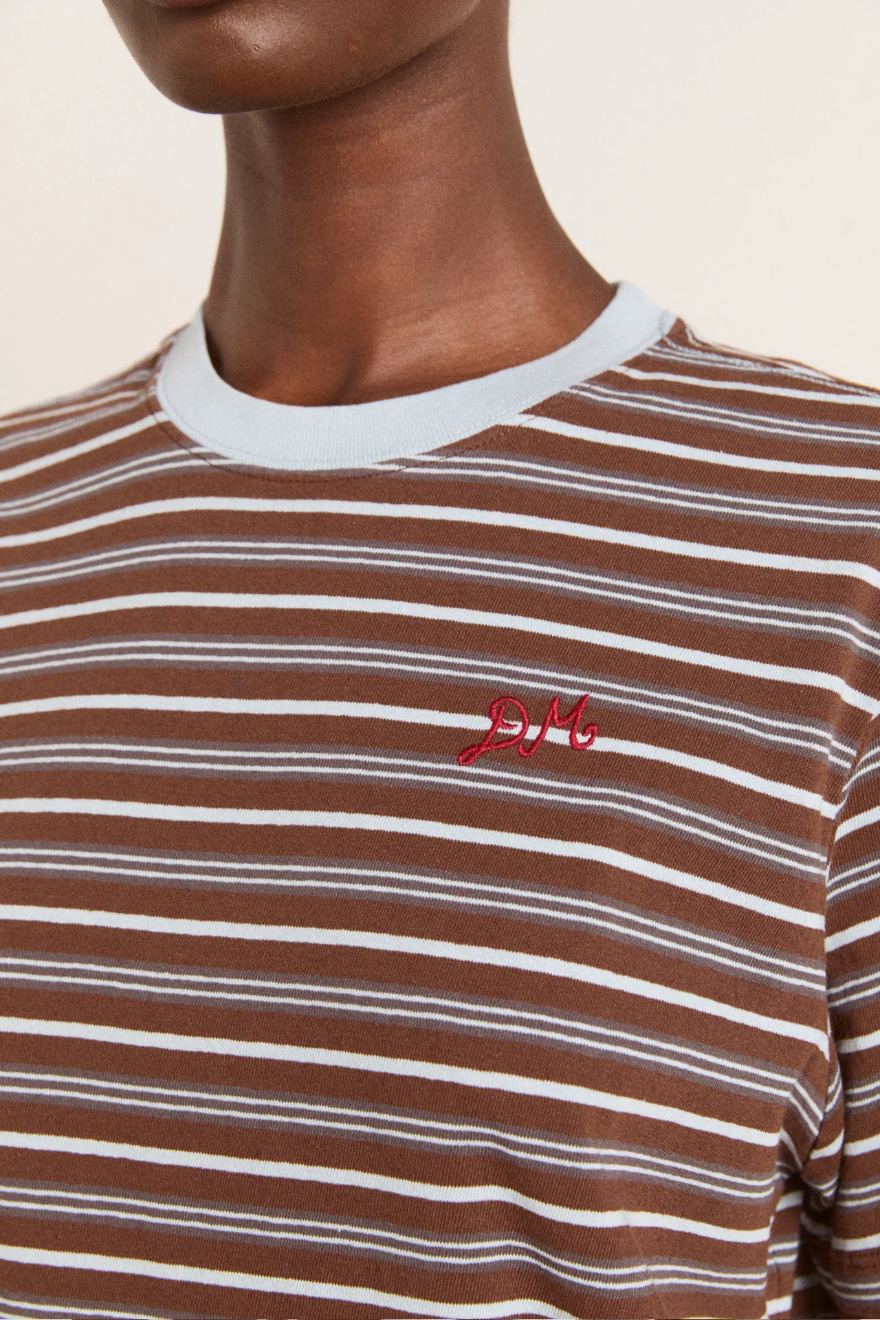 Ariel Relaxed Ss Tee - Brown/Blue Stripe - Image 9