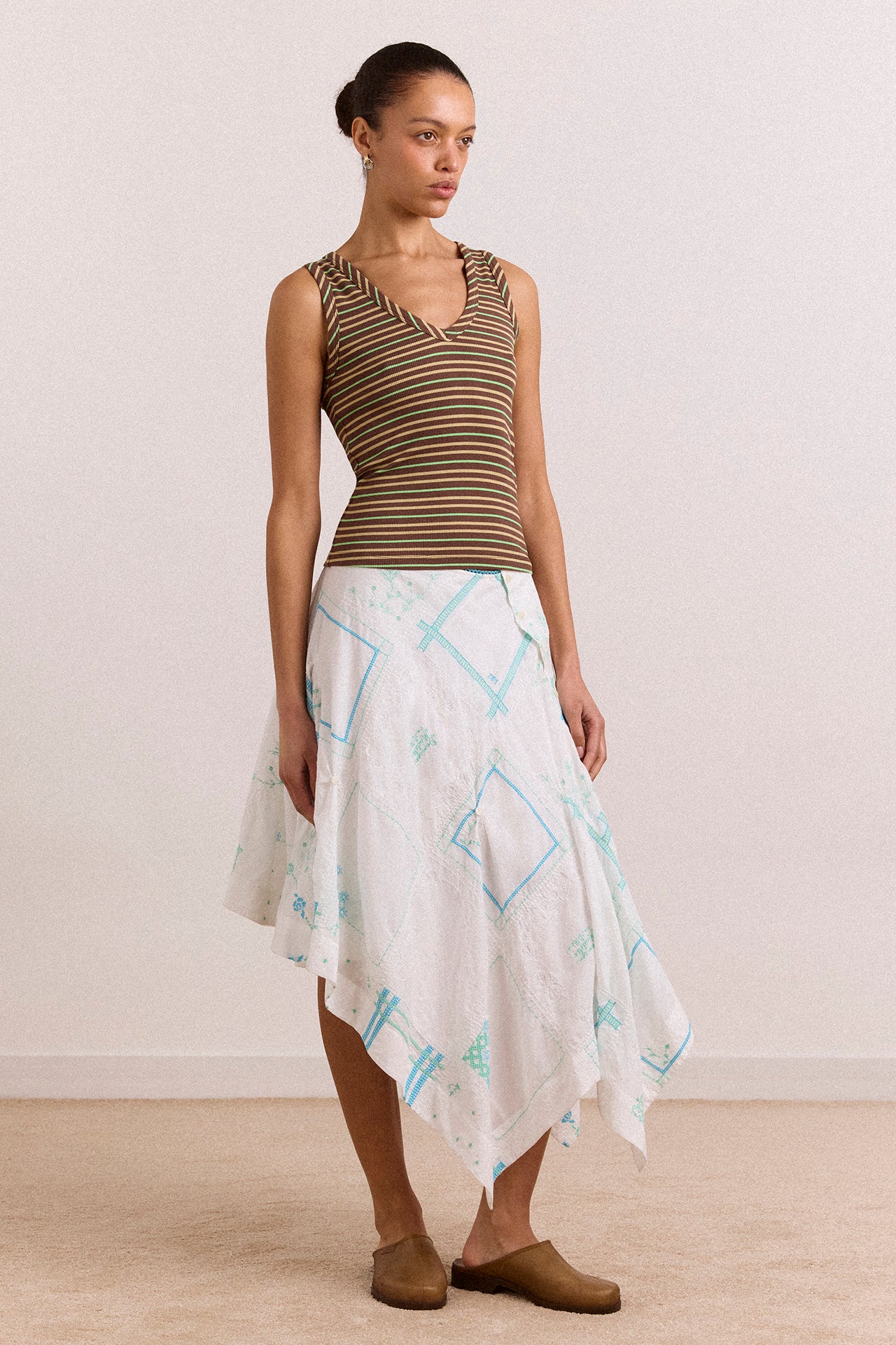 Arlea V-Neck Tank - Brown Stripe - Image 5