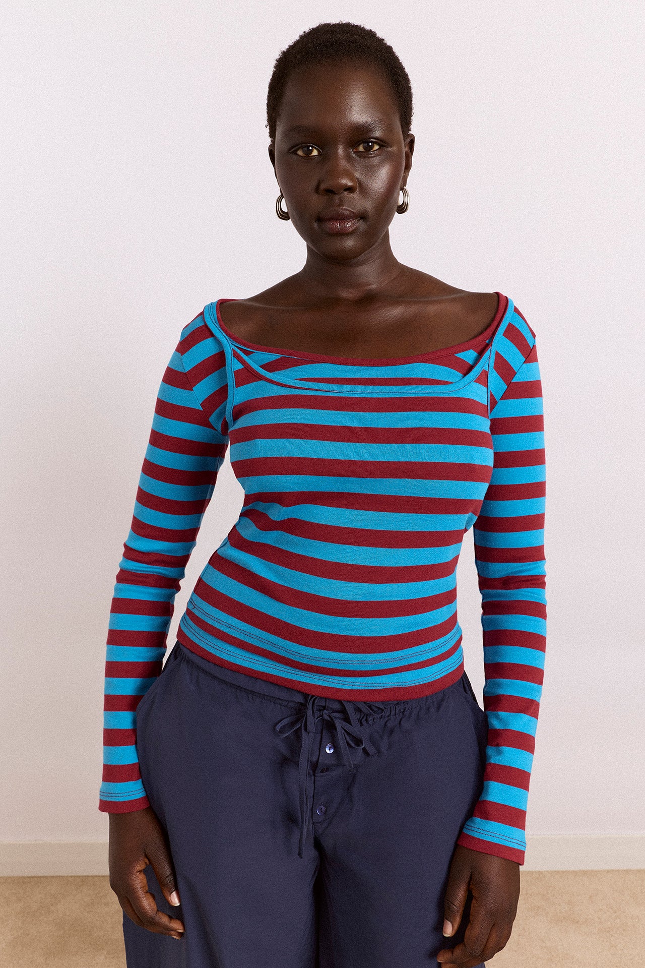 Avielle Double Layer Top - Blue Stripe - Image 3