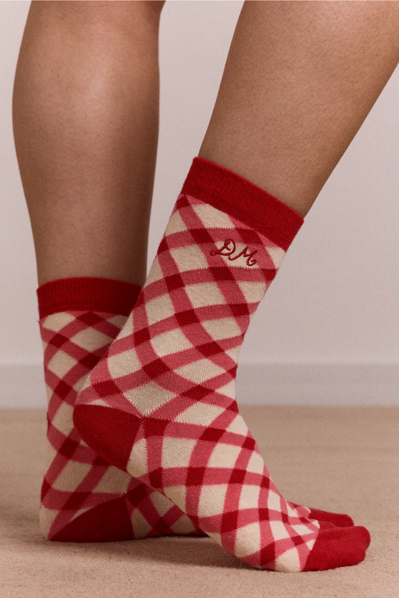 Calf Length 2 Pack Socks- Gingham - Image 2