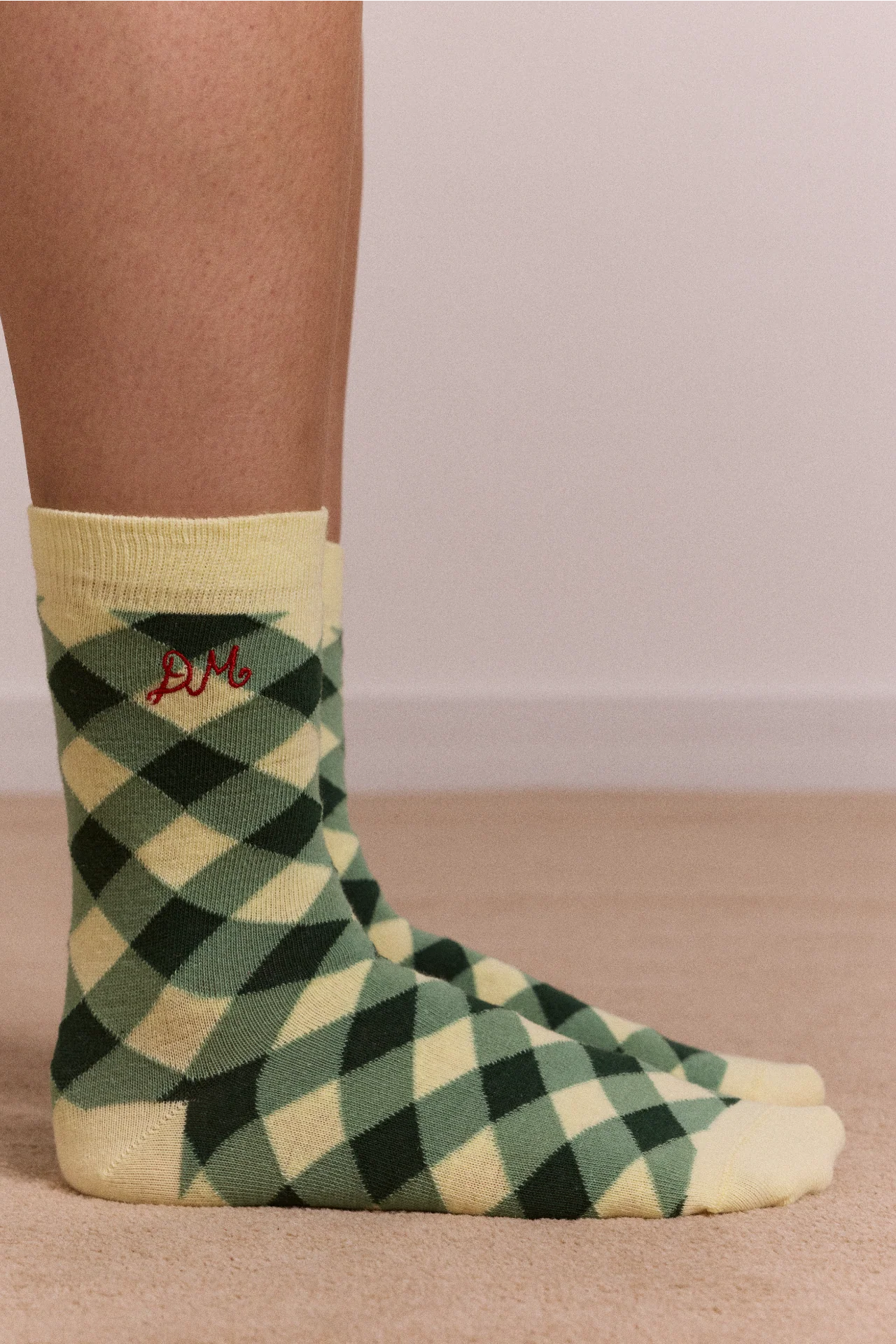 Calf Length 2 Pack Socks- Gingham - Image 4
