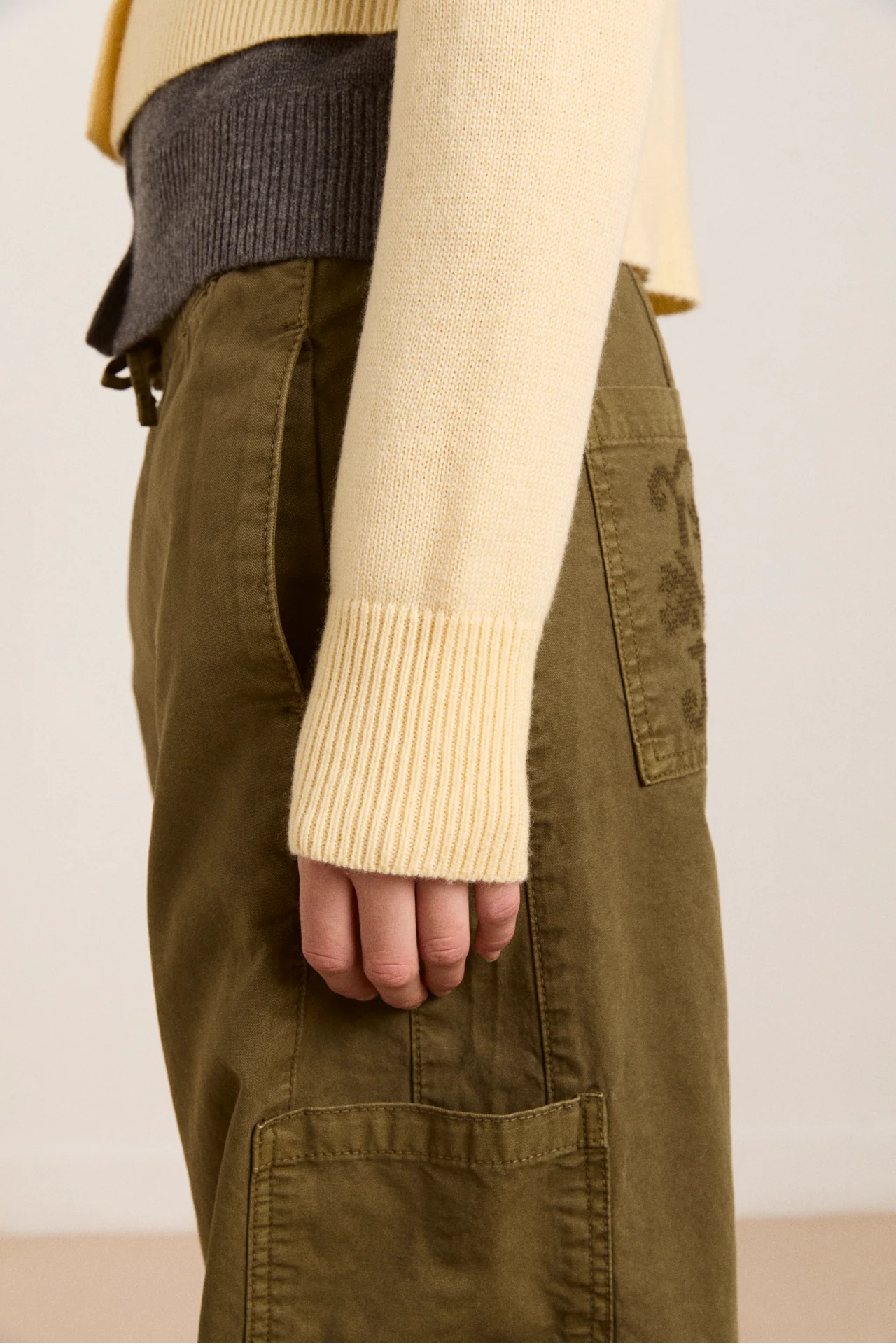 Callie Layer Wool And Cashmere Blend Cardigan - Butter/Grey - Image 6