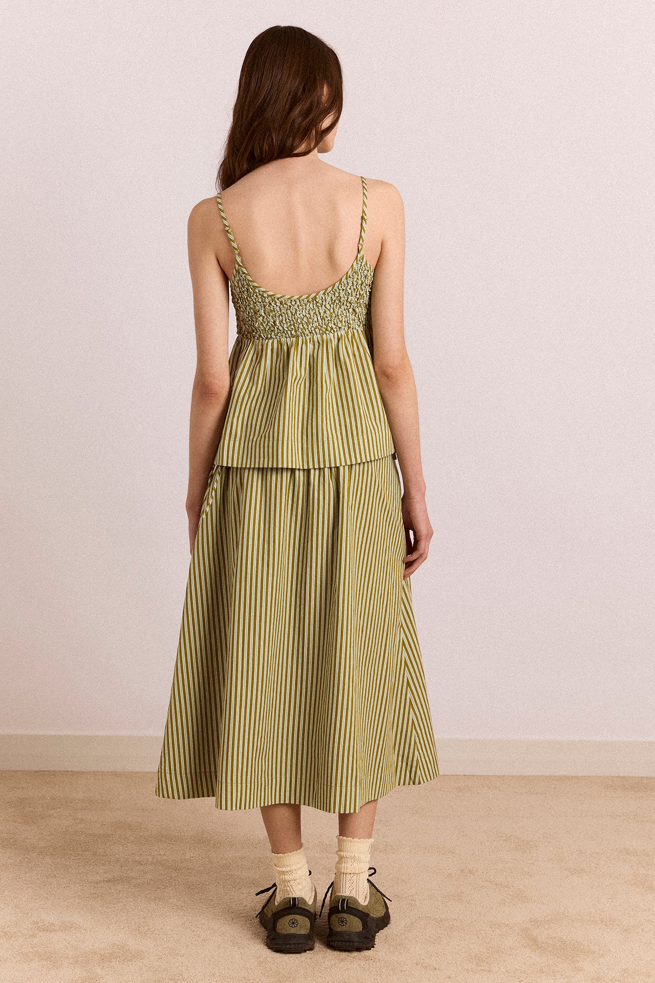 Caspia Midi Skirt - Basil Stripe - Image 3