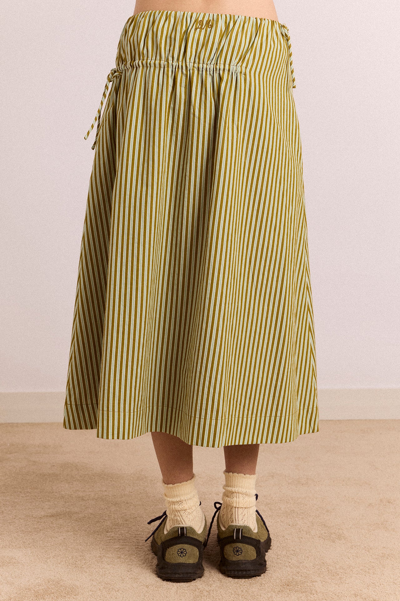 Caspia Midi Skirt - Basil Stripe - Image 6