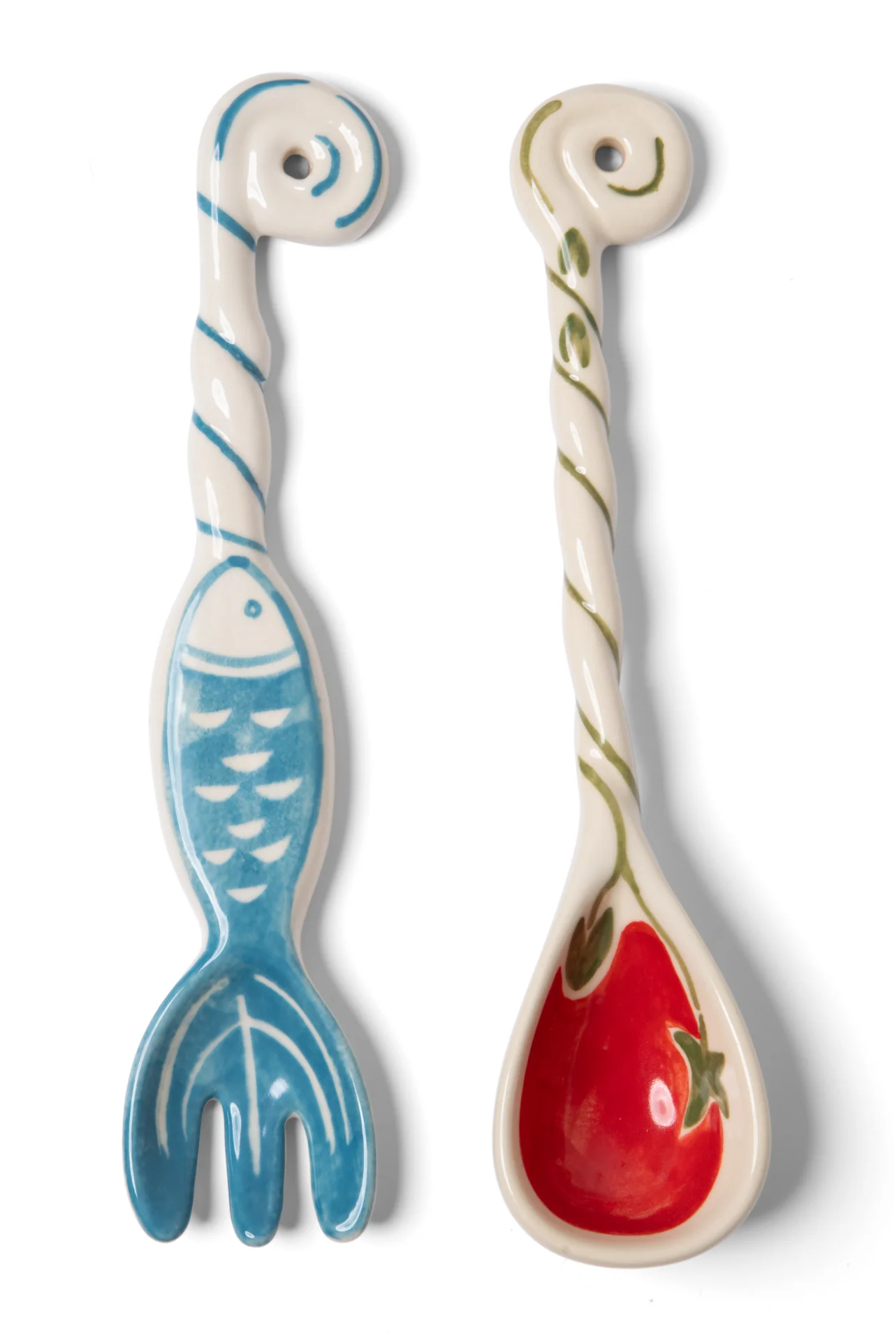 Hand Painted Ceramic Salad Servers - Image 2