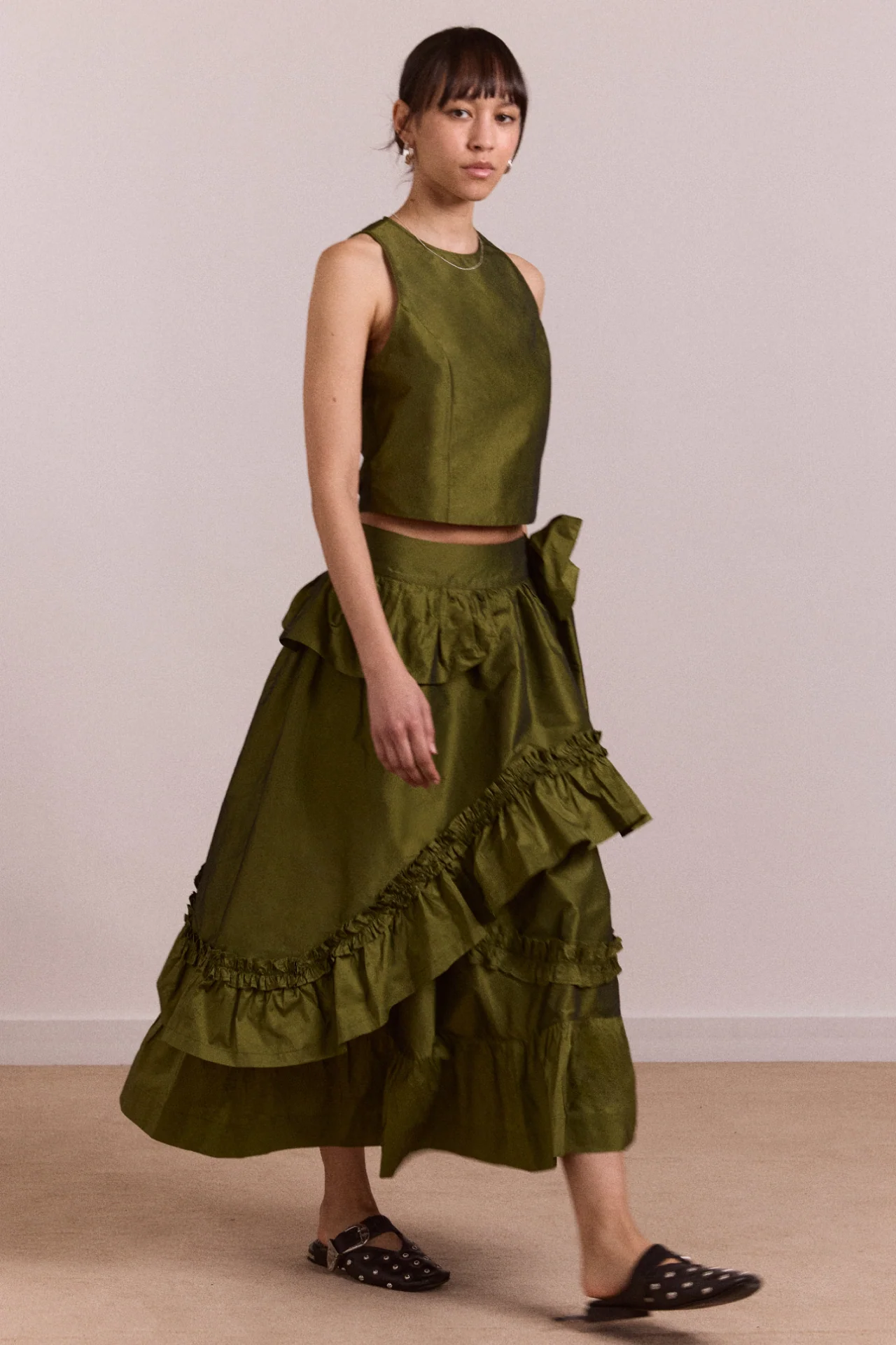 Constance Midi Skirt - Olive - Image 4