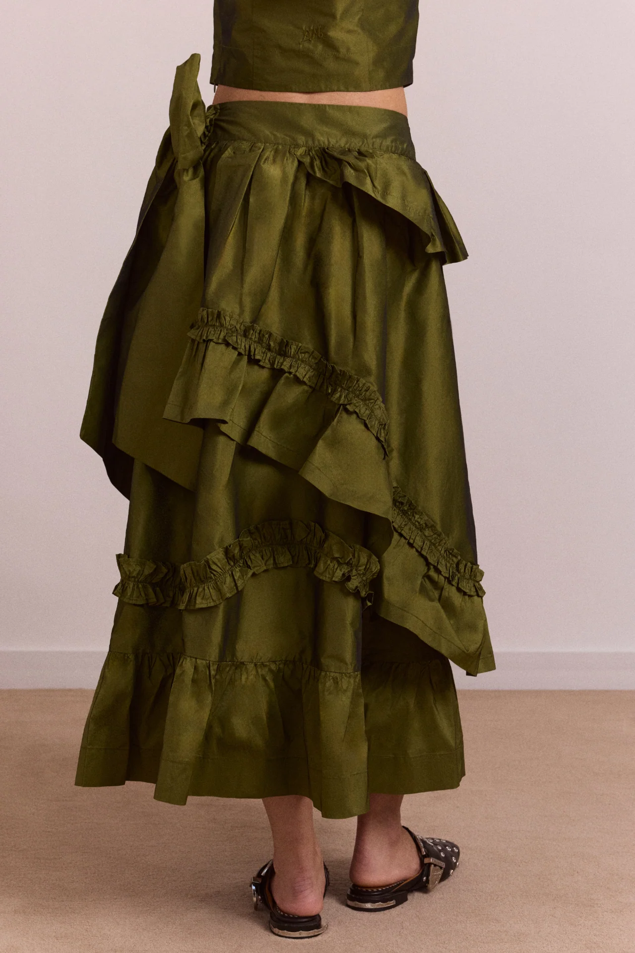 Constance Midi Skirt - Olive - Image 6