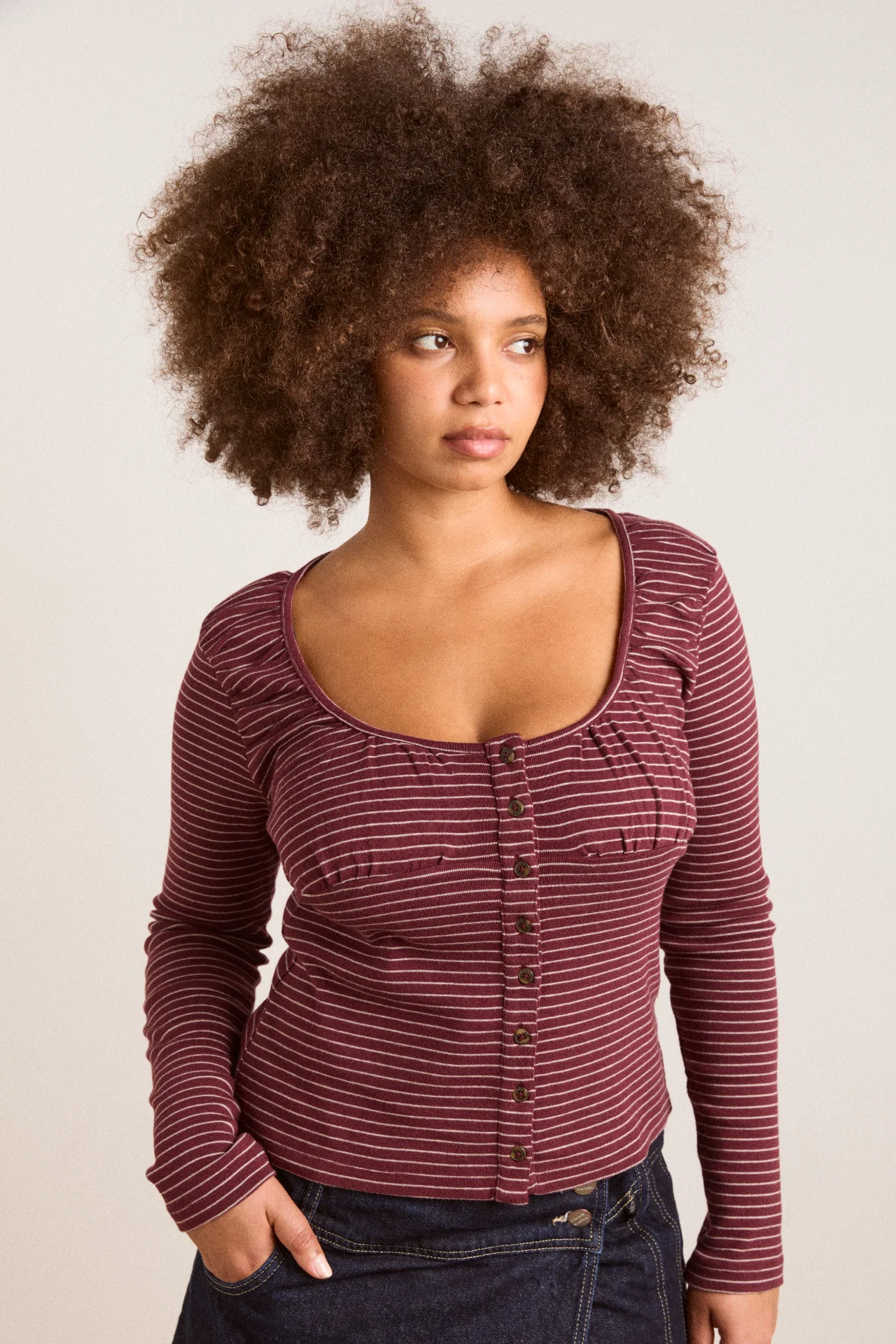 Darma Ls Top - Burg Stripe - Image 12
