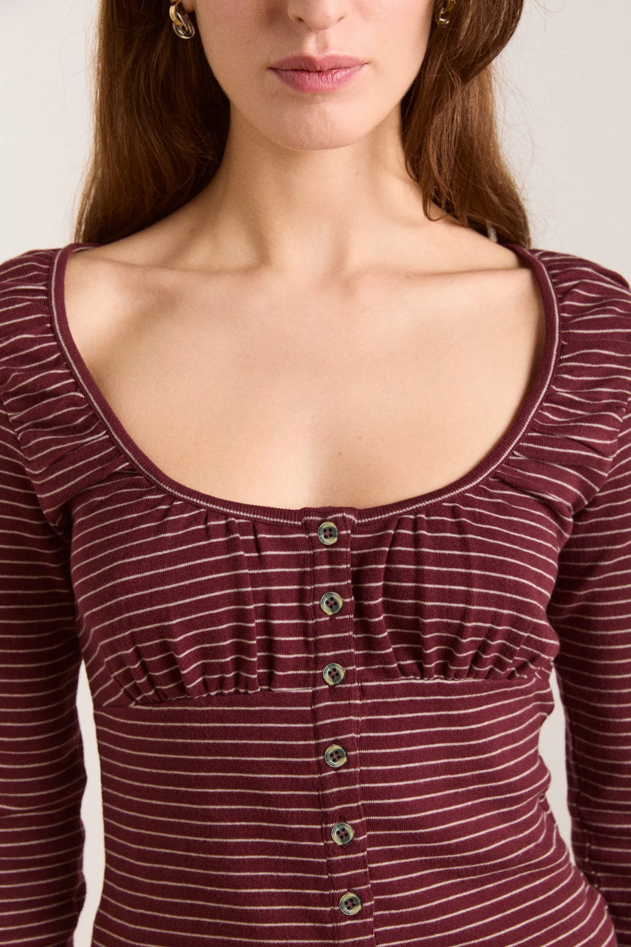 Darma Ls Top - Burg Stripe - Image 15