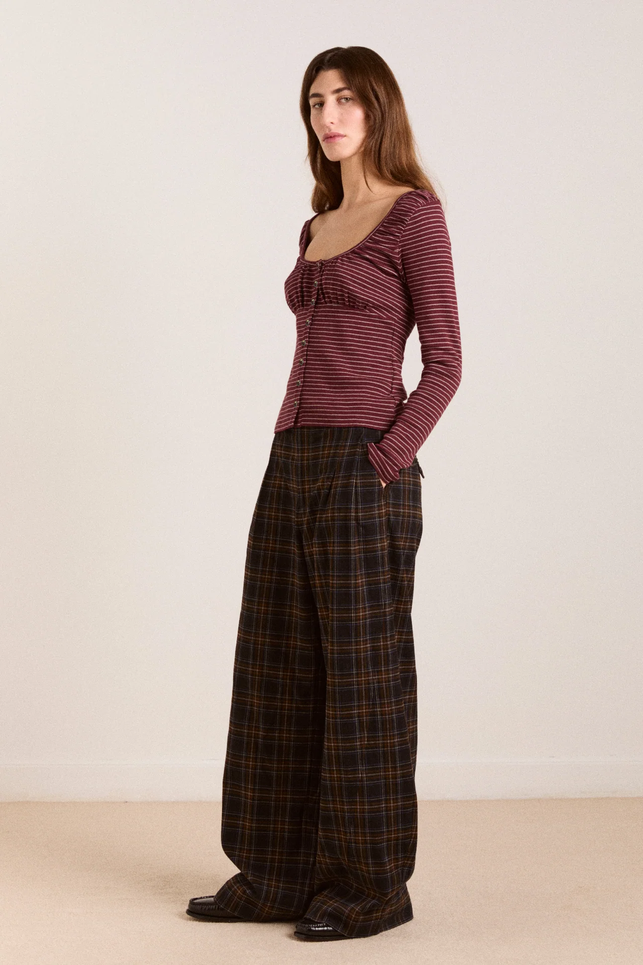 Darma Ls Top - Burg Stripe - Image 6