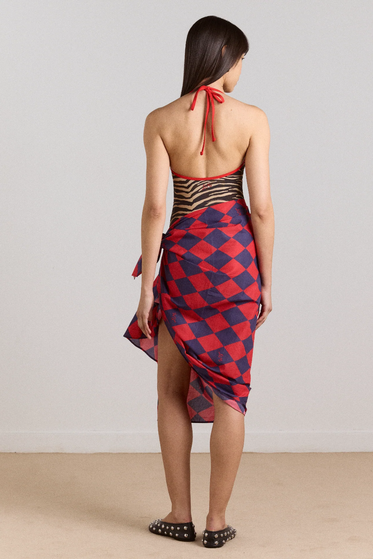 della halterneck swimsuit - tiger print - Image 12