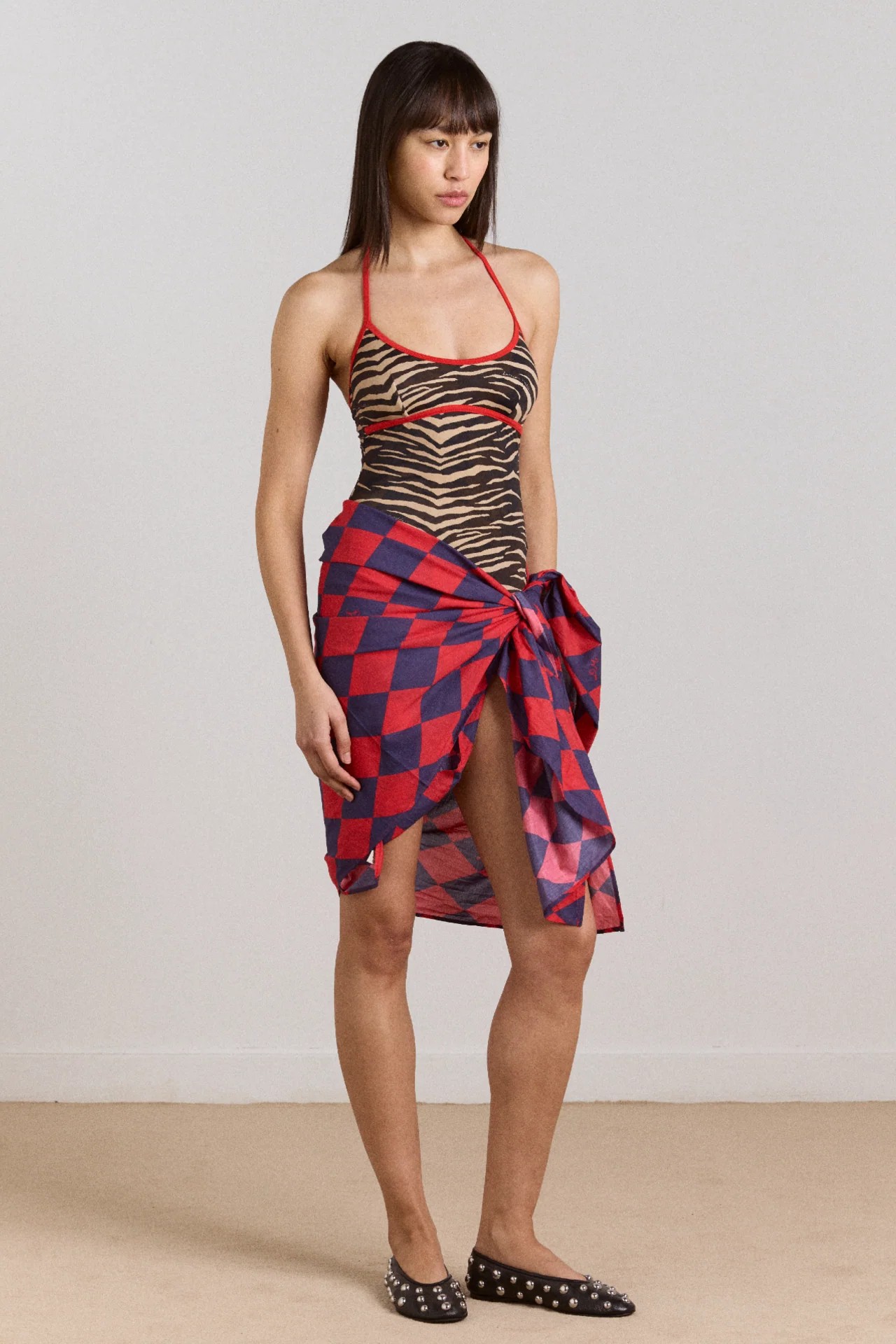 della halterneck swimsuit - tiger print - Image 7