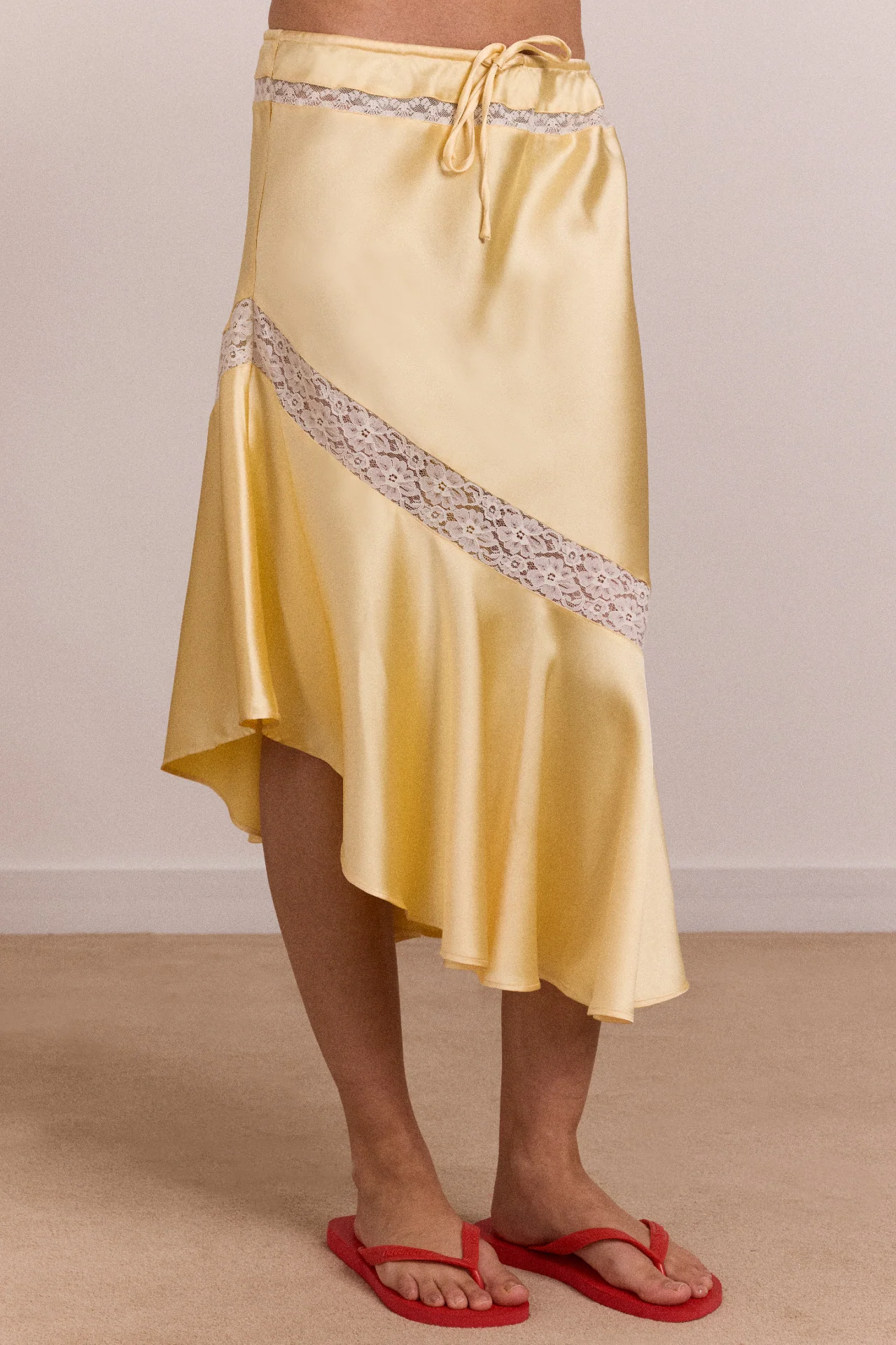 Delphia Satin Midi Skirt - Butter - Image 4