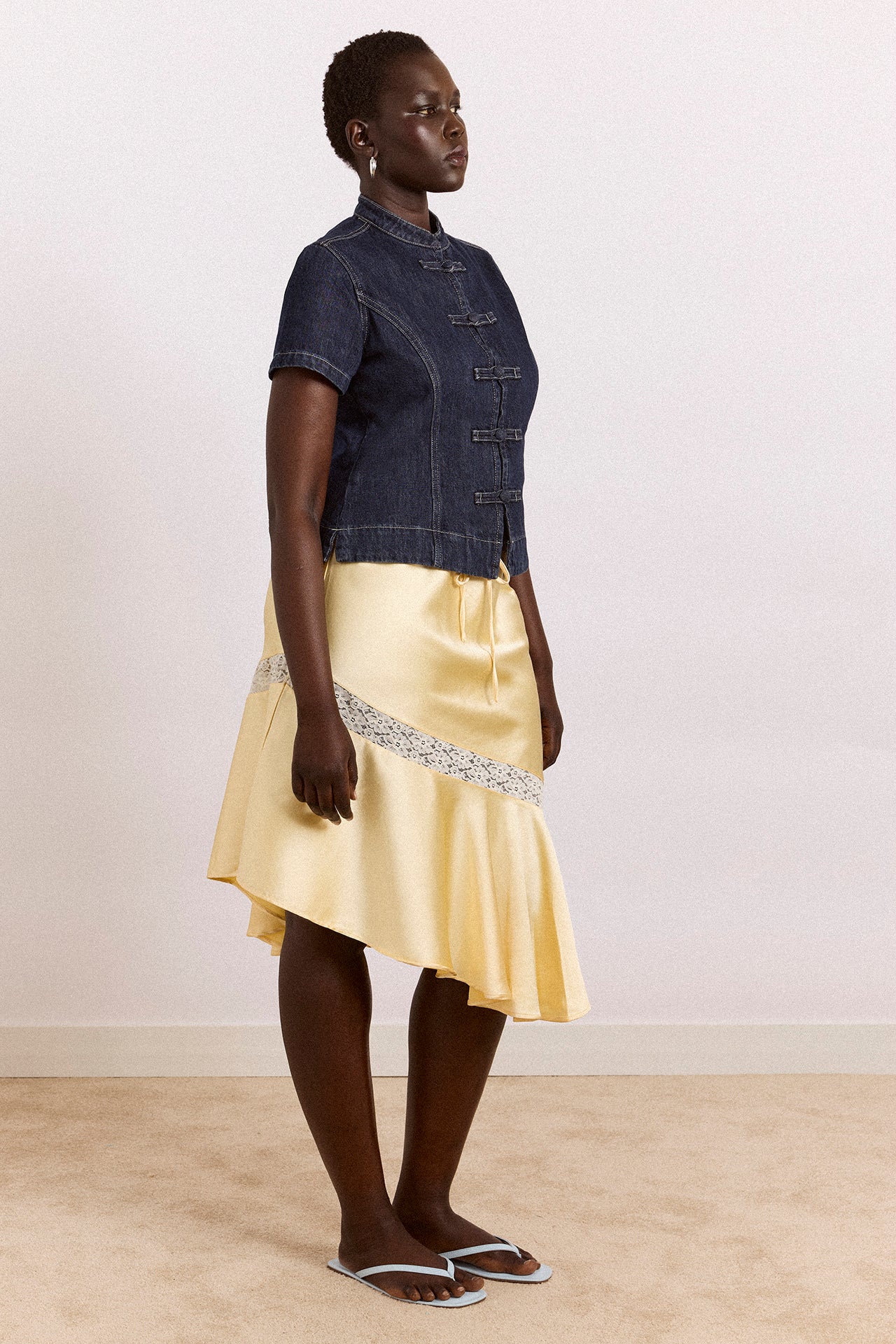 Delphia Satin Midi Skirt - Butter - Image 5