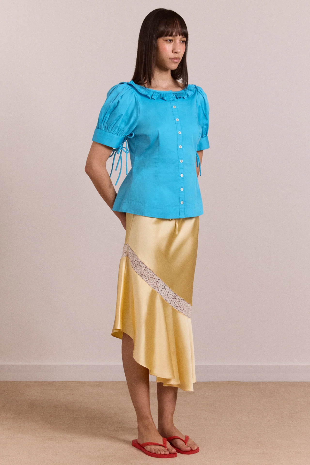 Delphia Satin Midi Skirt - Butter - Image 6