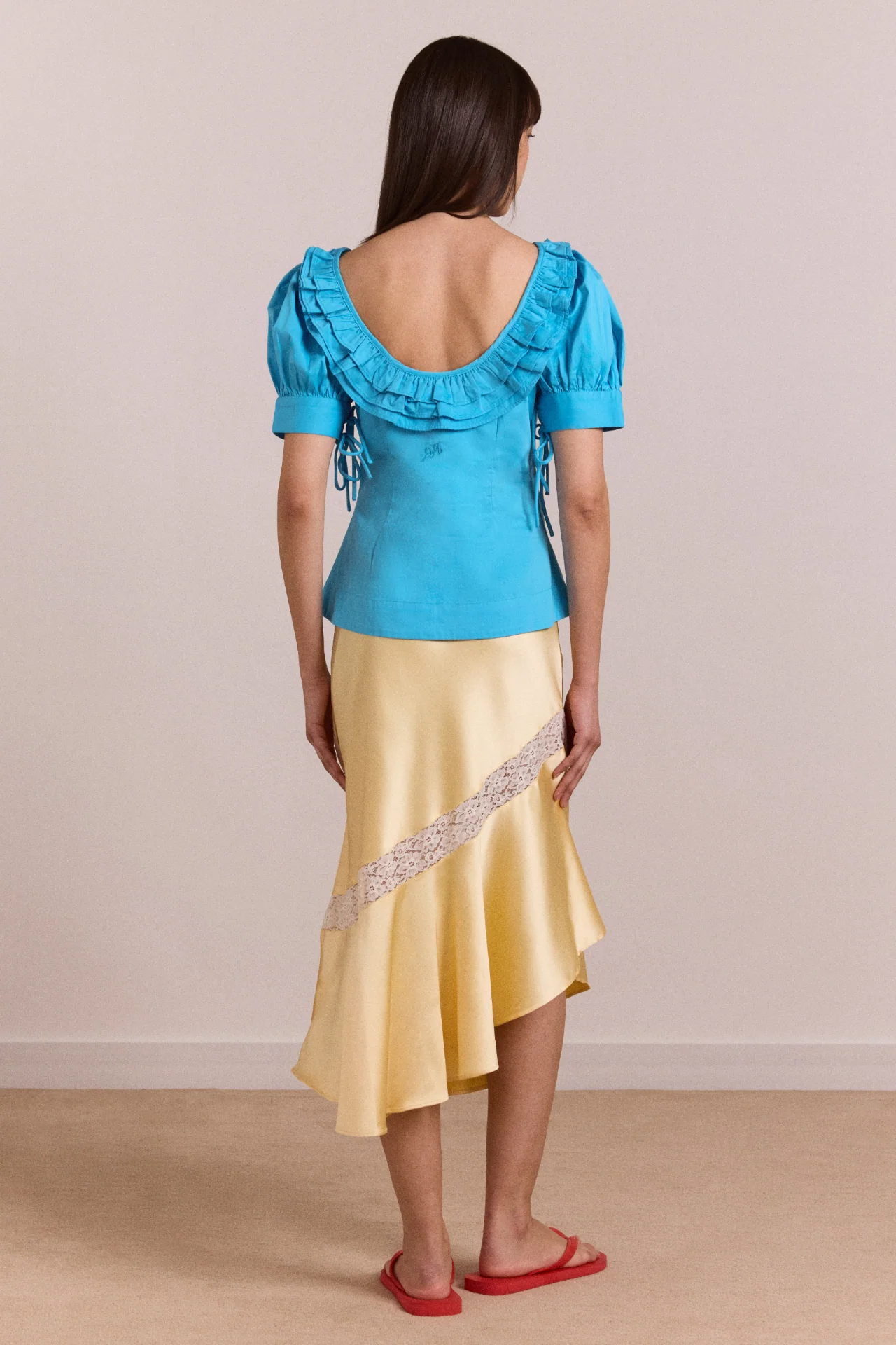 Delphia Satin Midi Skirt - Butter - Image 7