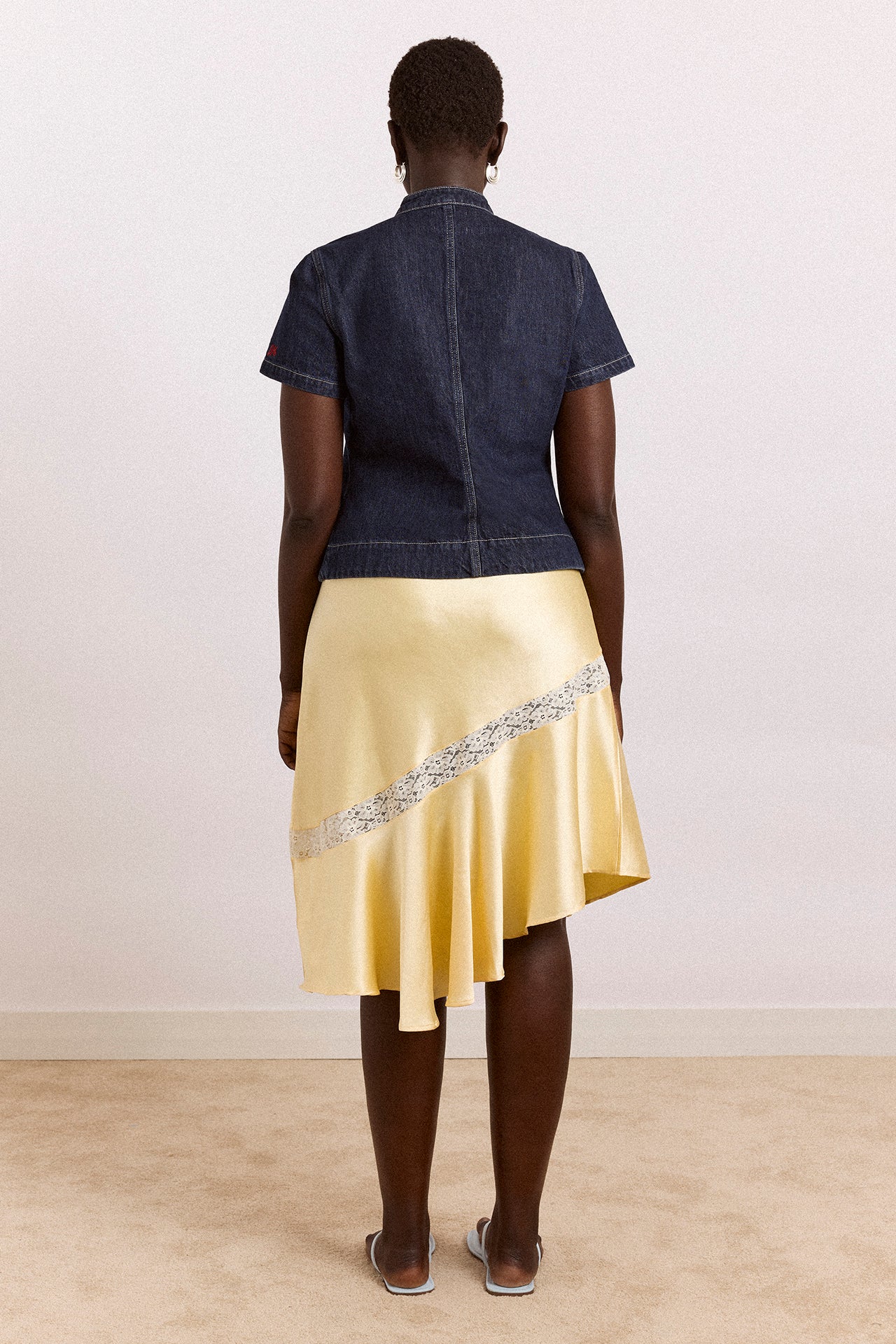 Delphia Satin Midi Skirt - Butter - Image 8