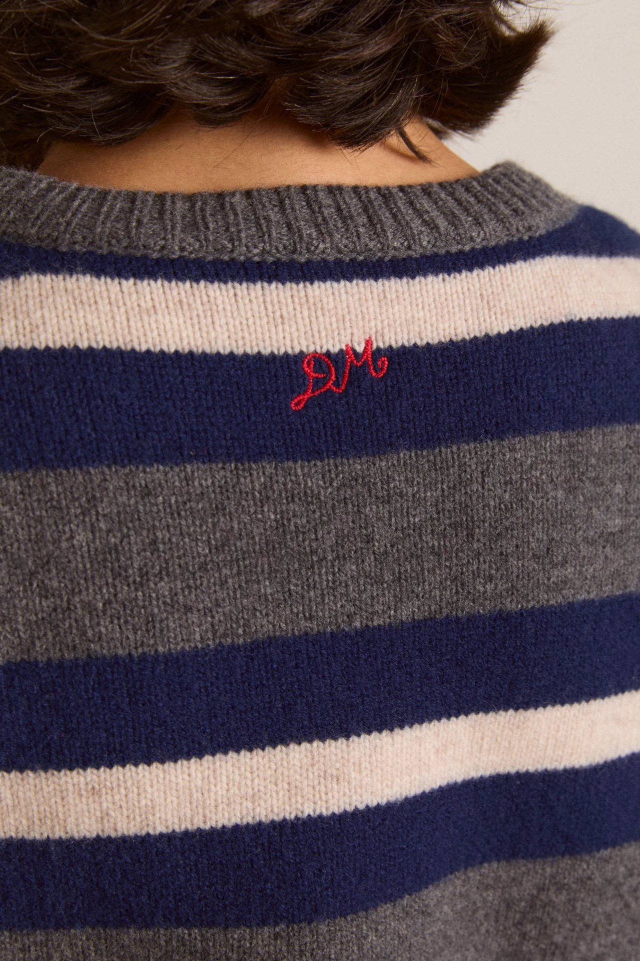 Didi Merino Wool Double Cardigan - Navy Argyle & Stripe - Image 9