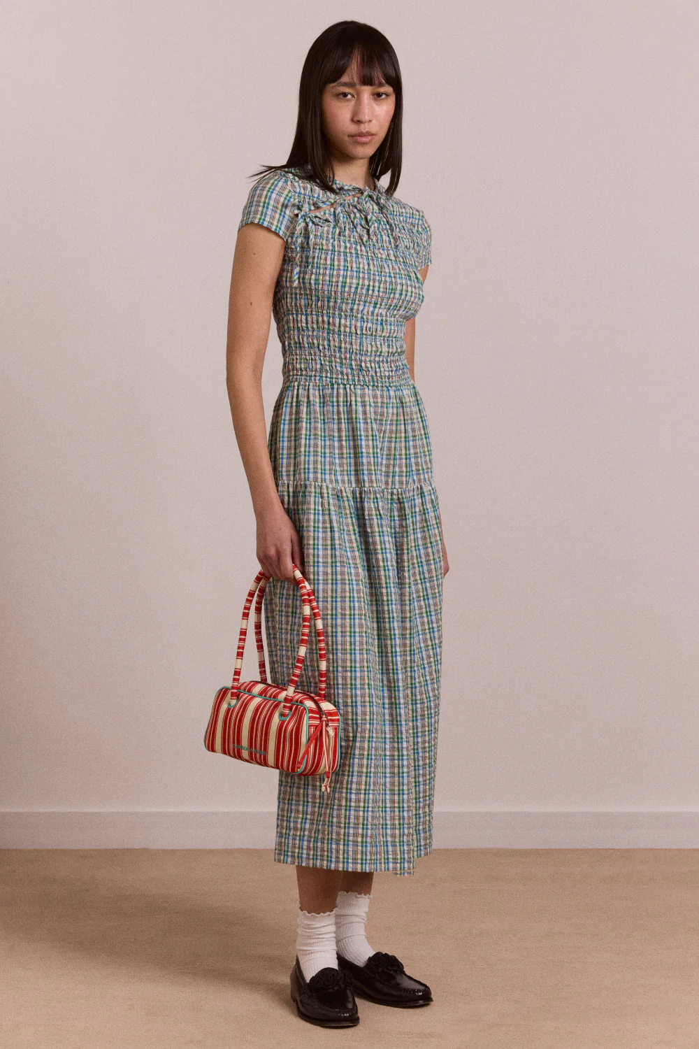 Ebba Midi Dress - Picnic Blue Check - Image 5