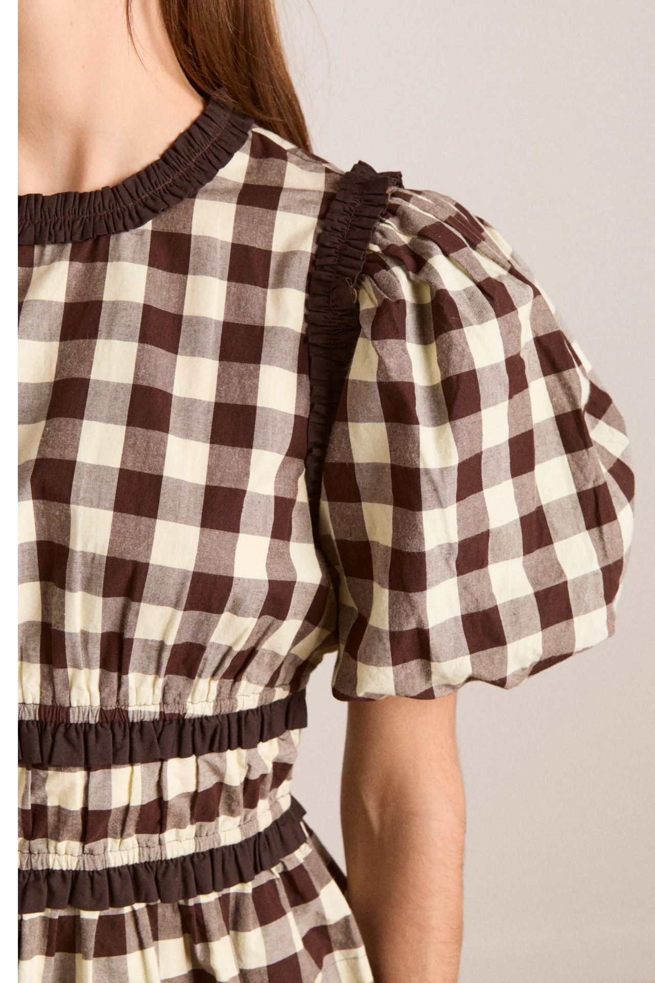 Everly Ruffle Blouse - Butter Gingham - Image 11