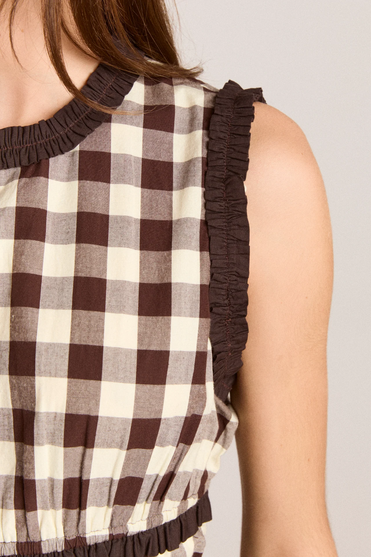 Everly Ruffle Blouse - Butter Gingham - Image 12