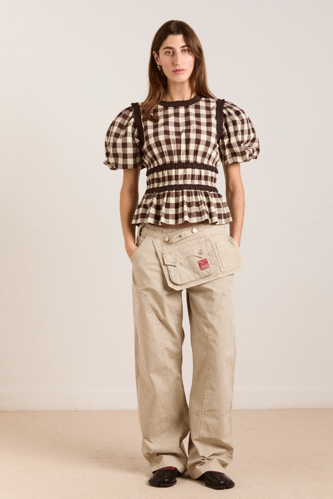 Everly Ruffle Blouse - Butter Gingham - Image 4