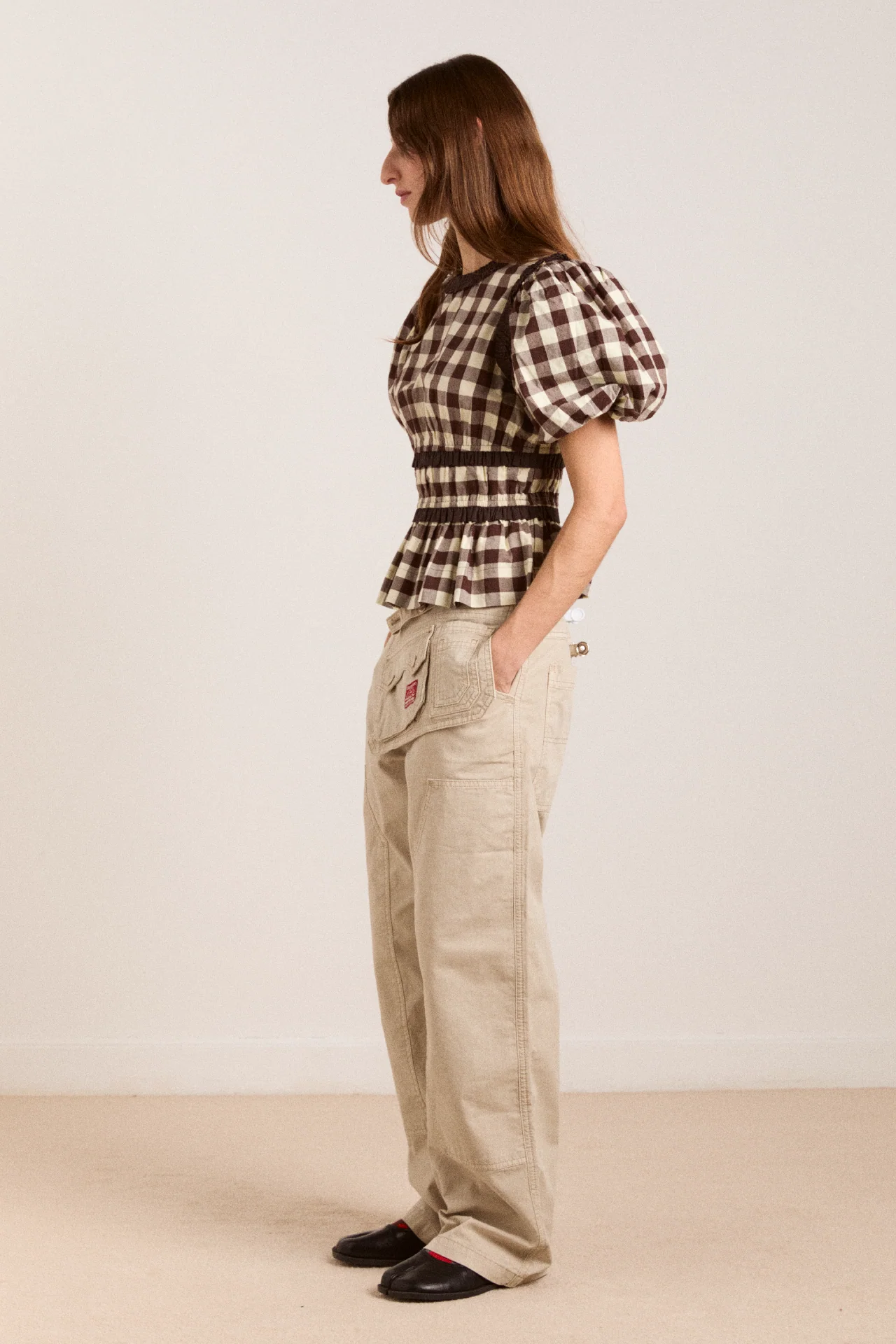 Everly Ruffle Blouse - Butter Gingham - Image 5