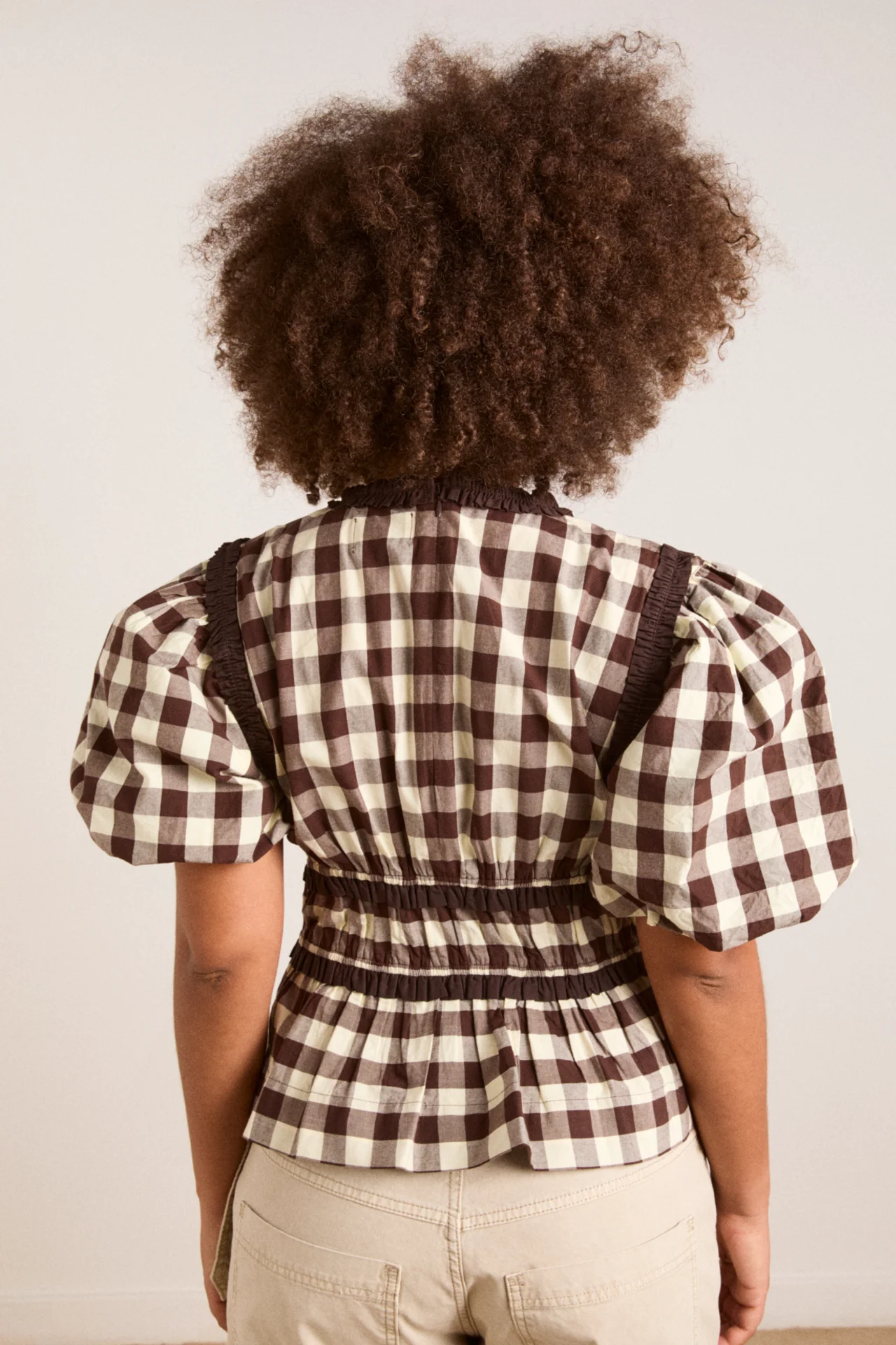 Everly Ruffle Blouse - Butter Gingham - Image 7