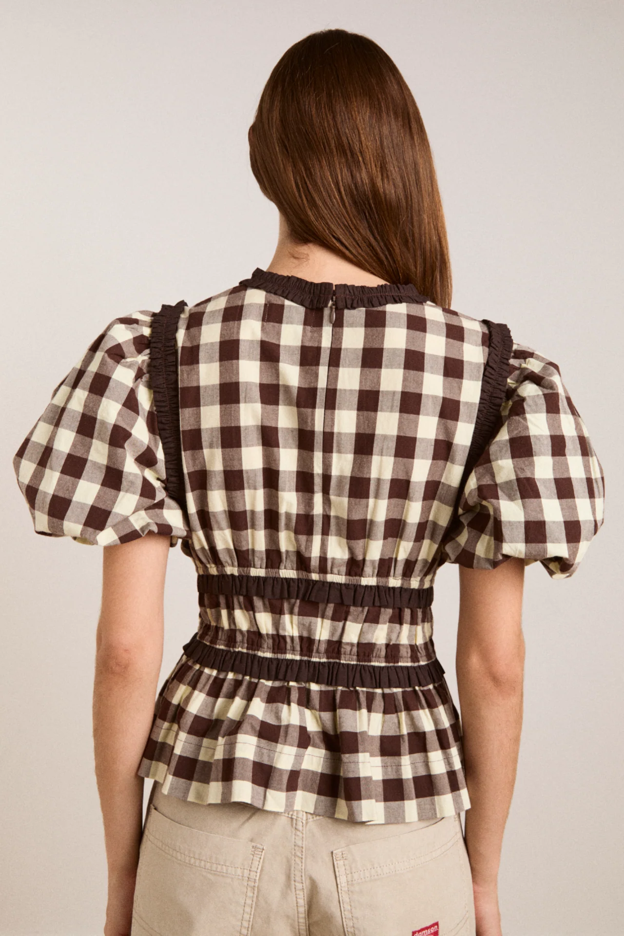 Everly Ruffle Blouse - Butter Gingham - Image 9