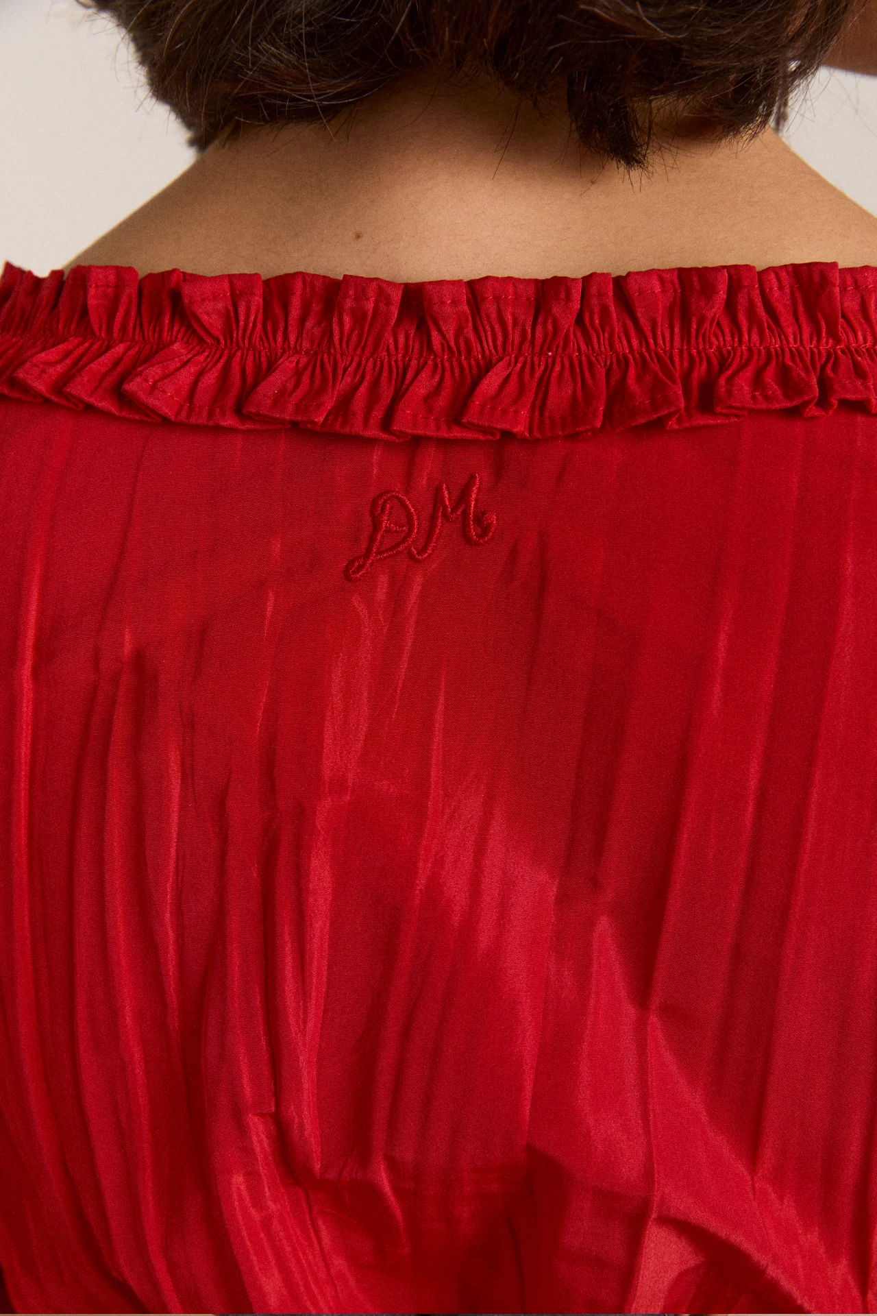 Everly Ruffle Blouse Red Tafetta - Image 6