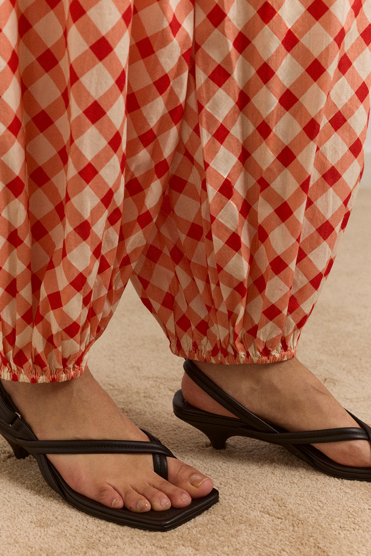 Fernanda Sheer Trousers - Red Gingham - Image 10