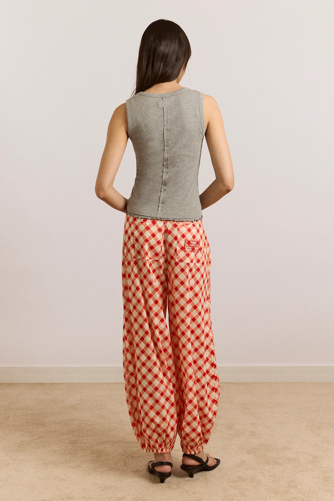 Fernanda Sheer Trousers - Red Gingham - Image 4
