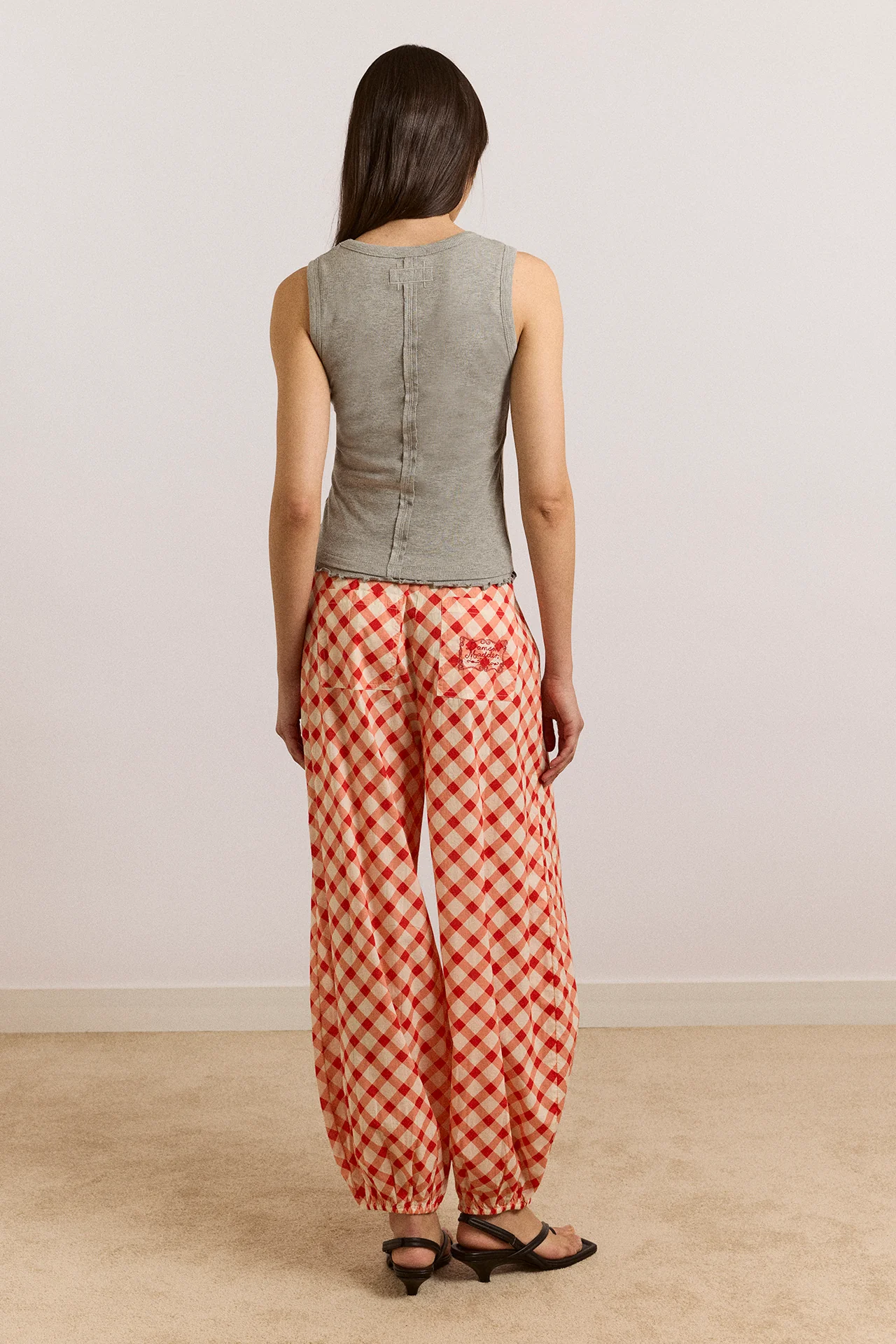 Fernanda Sheer Trousers - Red Gingham - Image 5