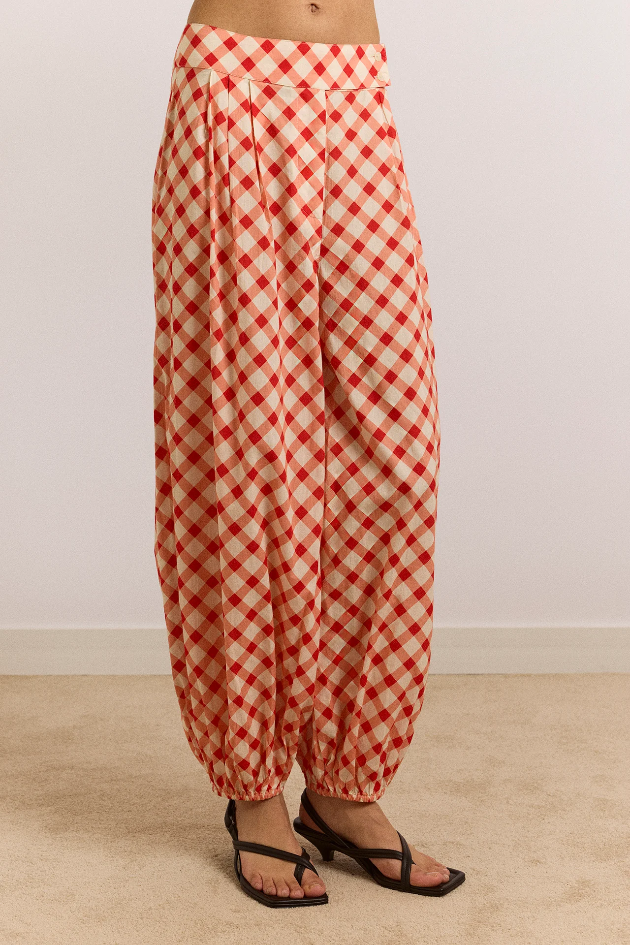 Fernanda Sheer Trousers - Red Gingham - Image 6