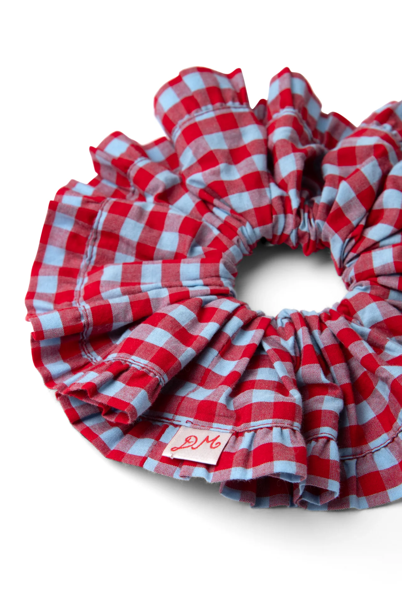 Frill Edge Scrunchie - Blue & Red Gingham - Image 5