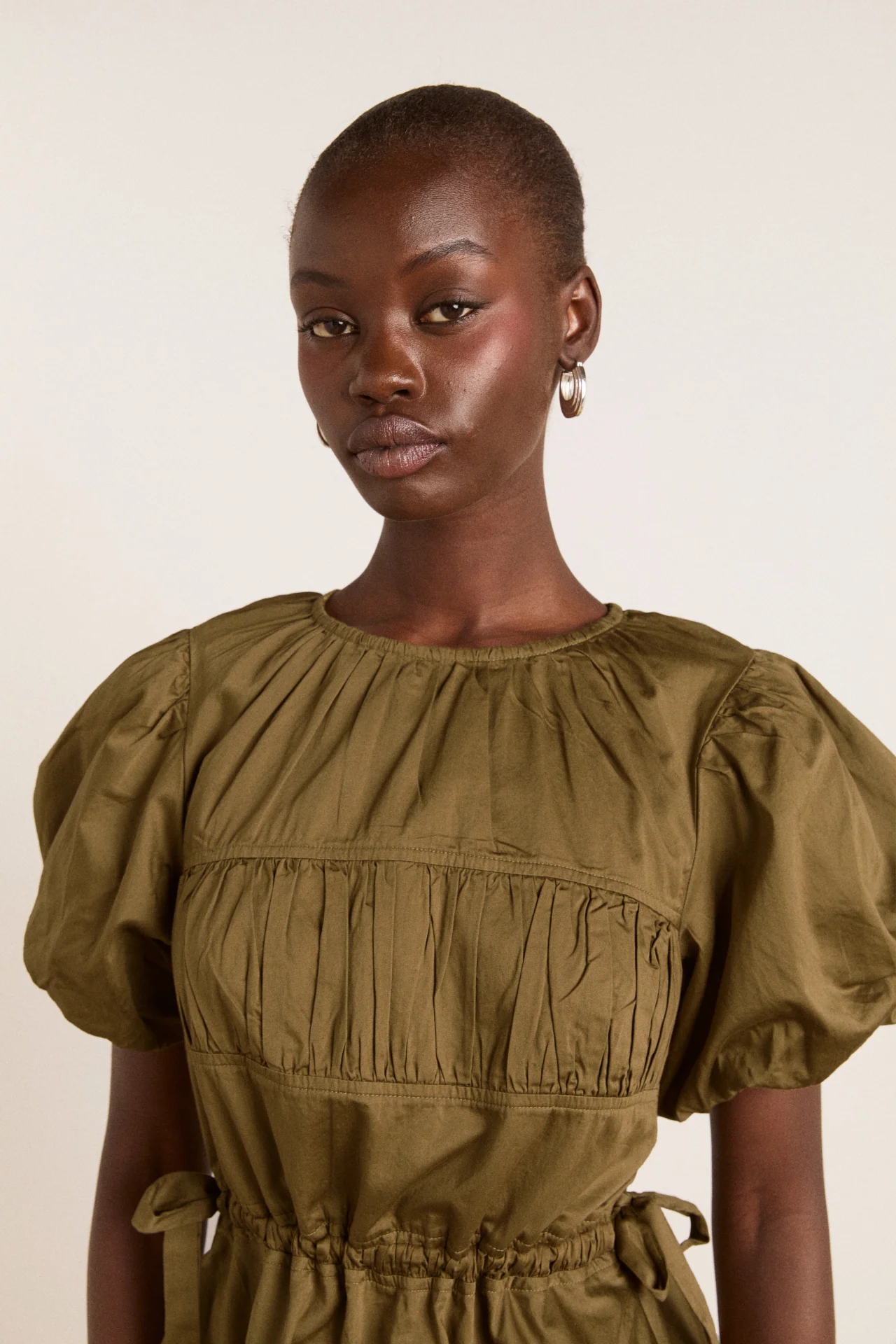 Hadley Blouse - Olive Cotton Satin - Image 4