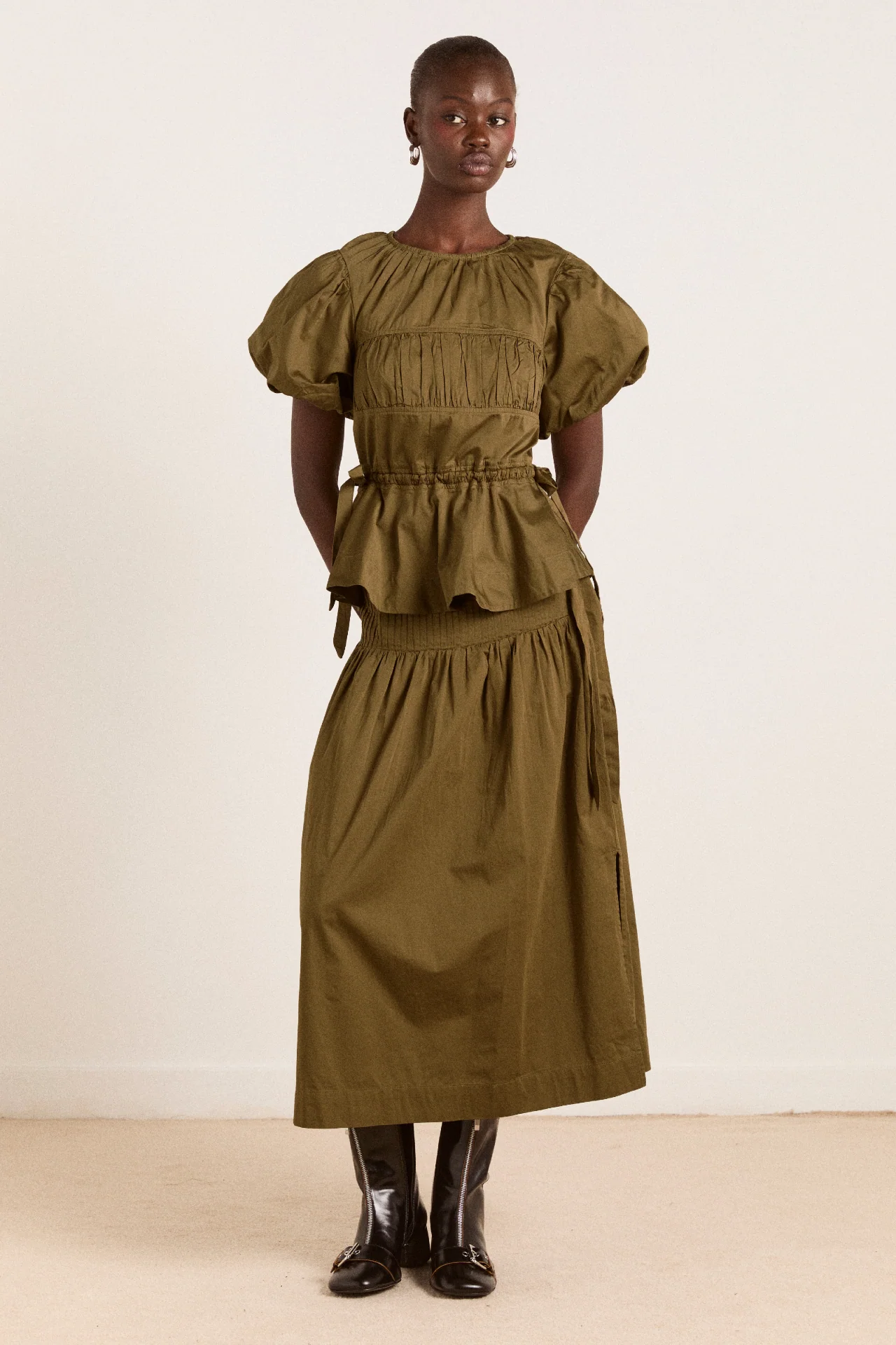 Hadley Blouse - Olive Cotton Satin - Image 7