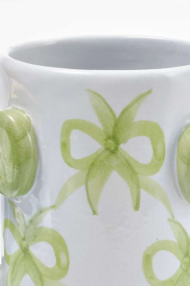 Hand Painted Bow Handle Vase - Bow Design - Image 3